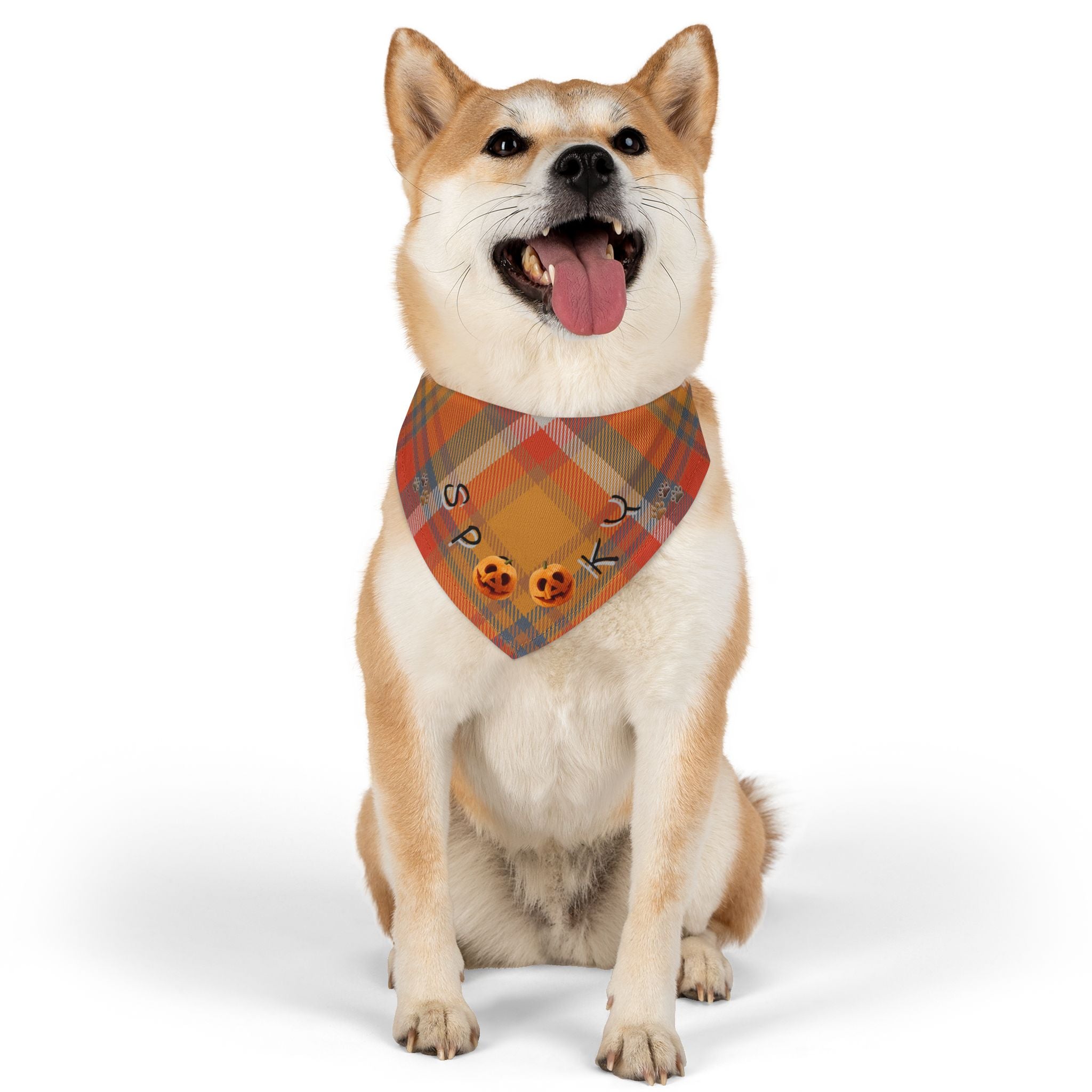 Halloween Pet Bandana Collar: Spooky Plaid Dog Costume Accessory