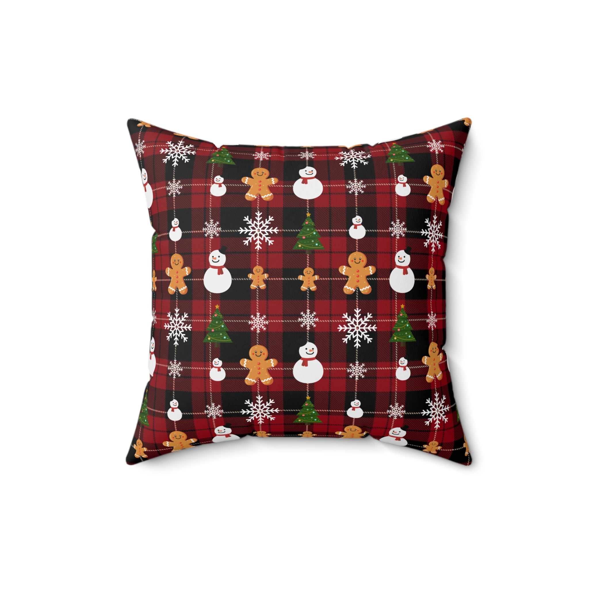 Buffalo Plaid Gingerbread Snowman Pillow | Christmas Throw Pillow