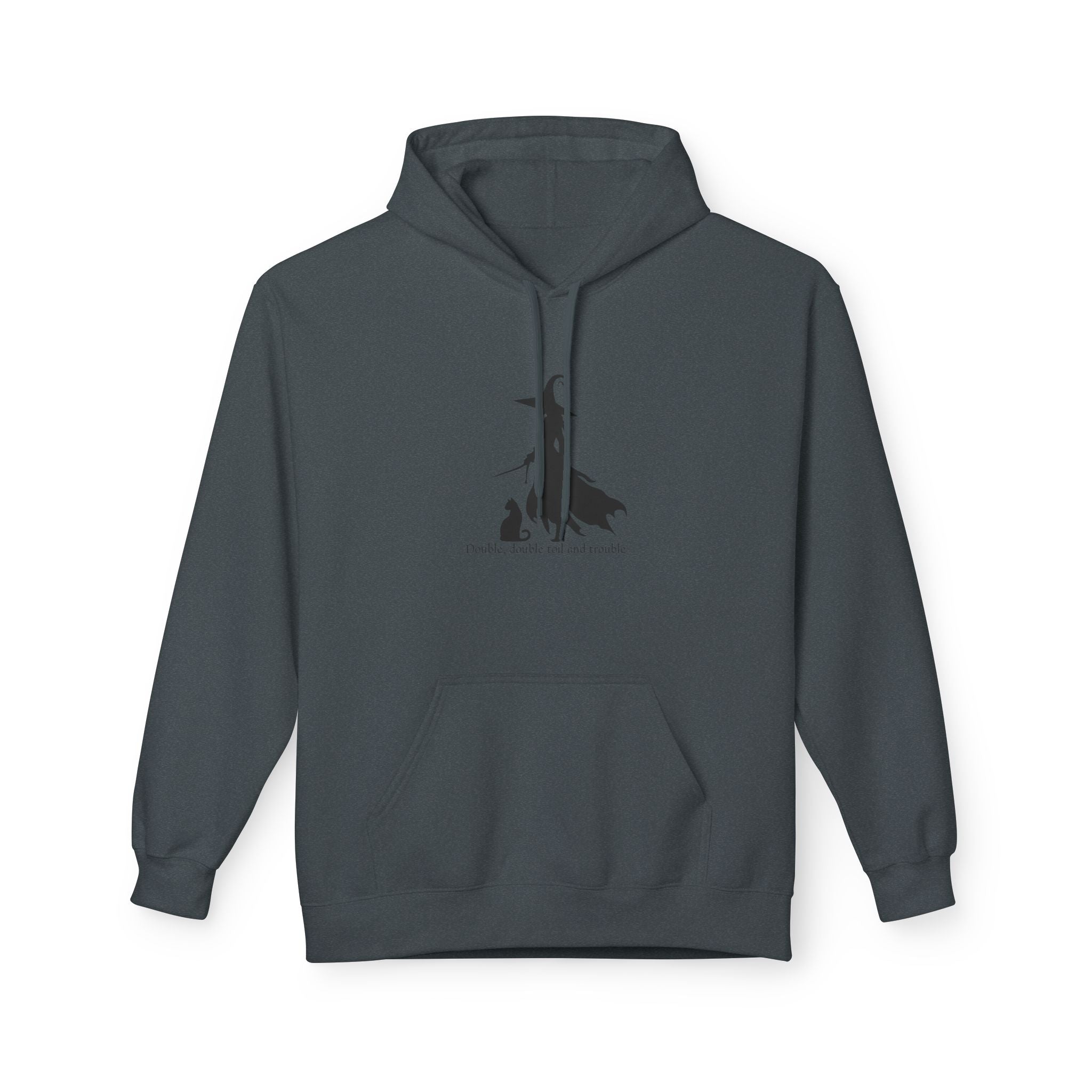 Witchy Cat Fleece Hoodie, Cozy Unisex Sweater, Perfect for Halloween, Casual Wear, Gift for Cat Lovers, Spooky Season Apparel