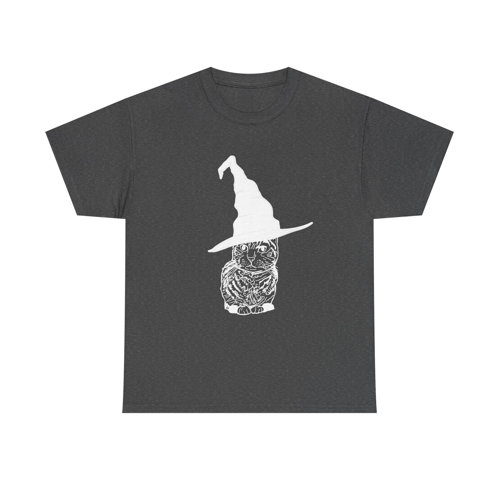 Cat Witch Hat Halloween Unisex Tee, Halloween Costume Shirt, Witch Cat Shirt, Wizard Cat T-Shirt, Cat Lover Gift, Halloween Tee