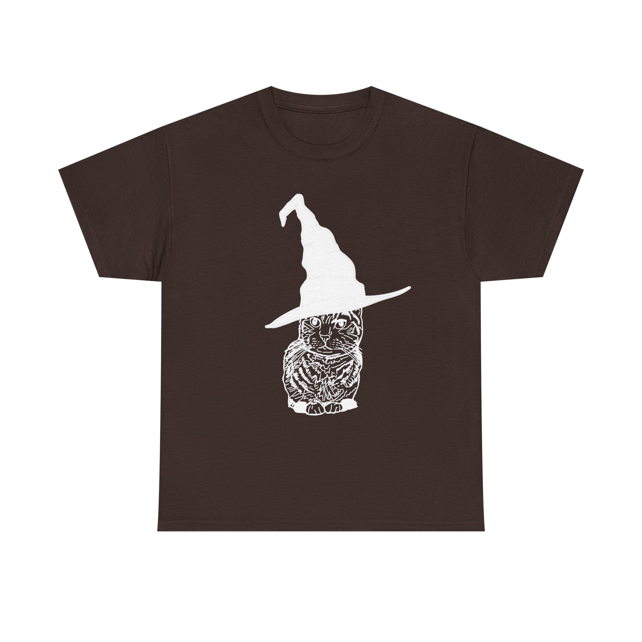 Cat Witch Hat Halloween Unisex Tee, Halloween Costume Shirt, Witch Cat Shirt, Wizard Cat T-Shirt, Cat Lover Gift, Halloween Tee