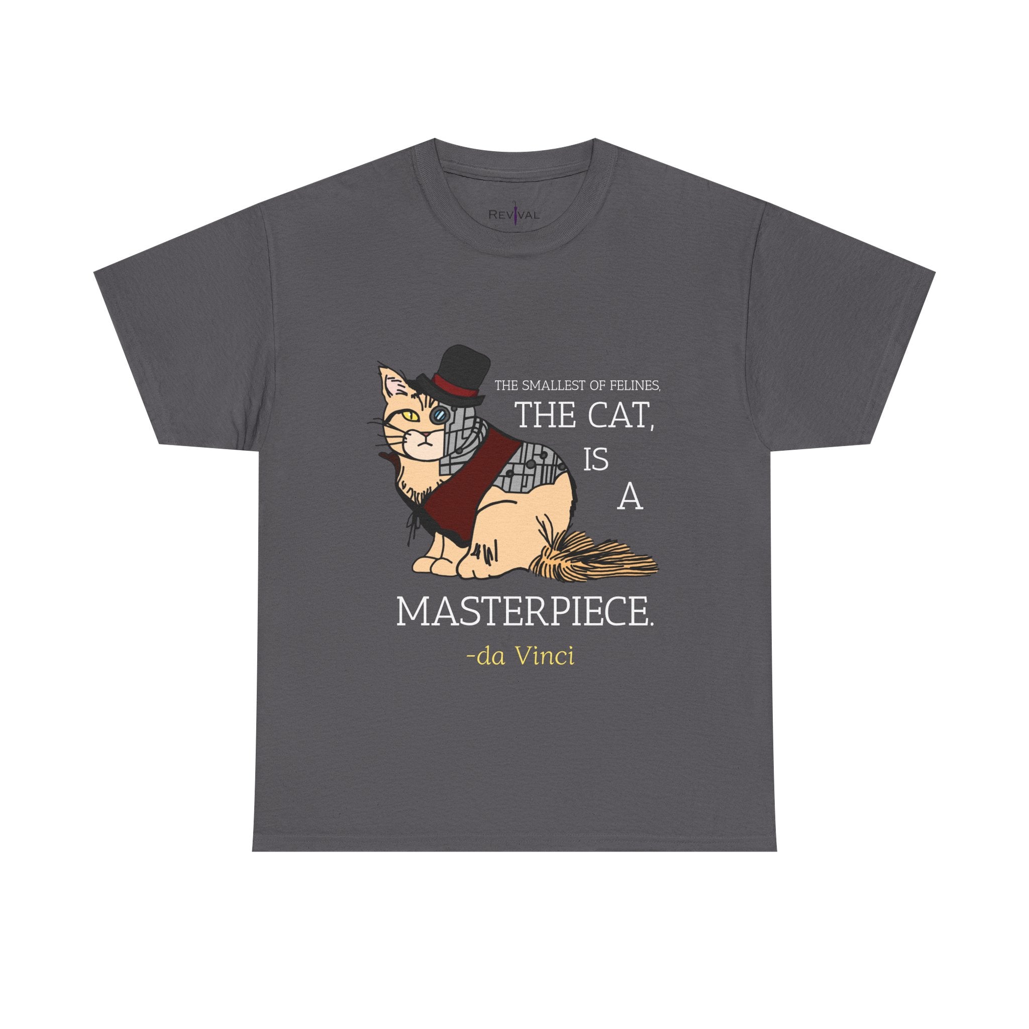 Steampunk Cyber Cat Graphic Tee, Unisex Cotton T-Shirt