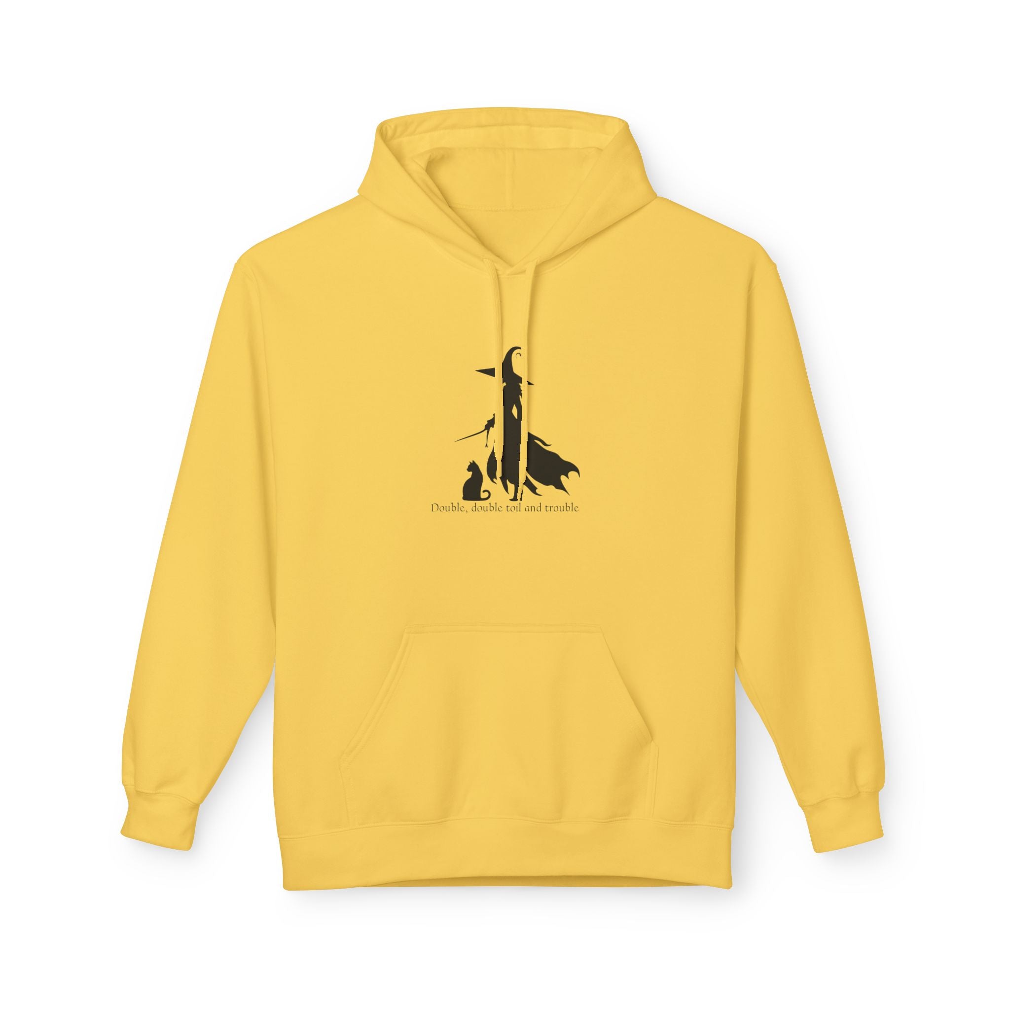 Witchy Cat Fleece Hoodie, Cozy Unisex Sweater, Perfect for Halloween, Casual Wear, Gift for Cat Lovers, Spooky Season Apparel