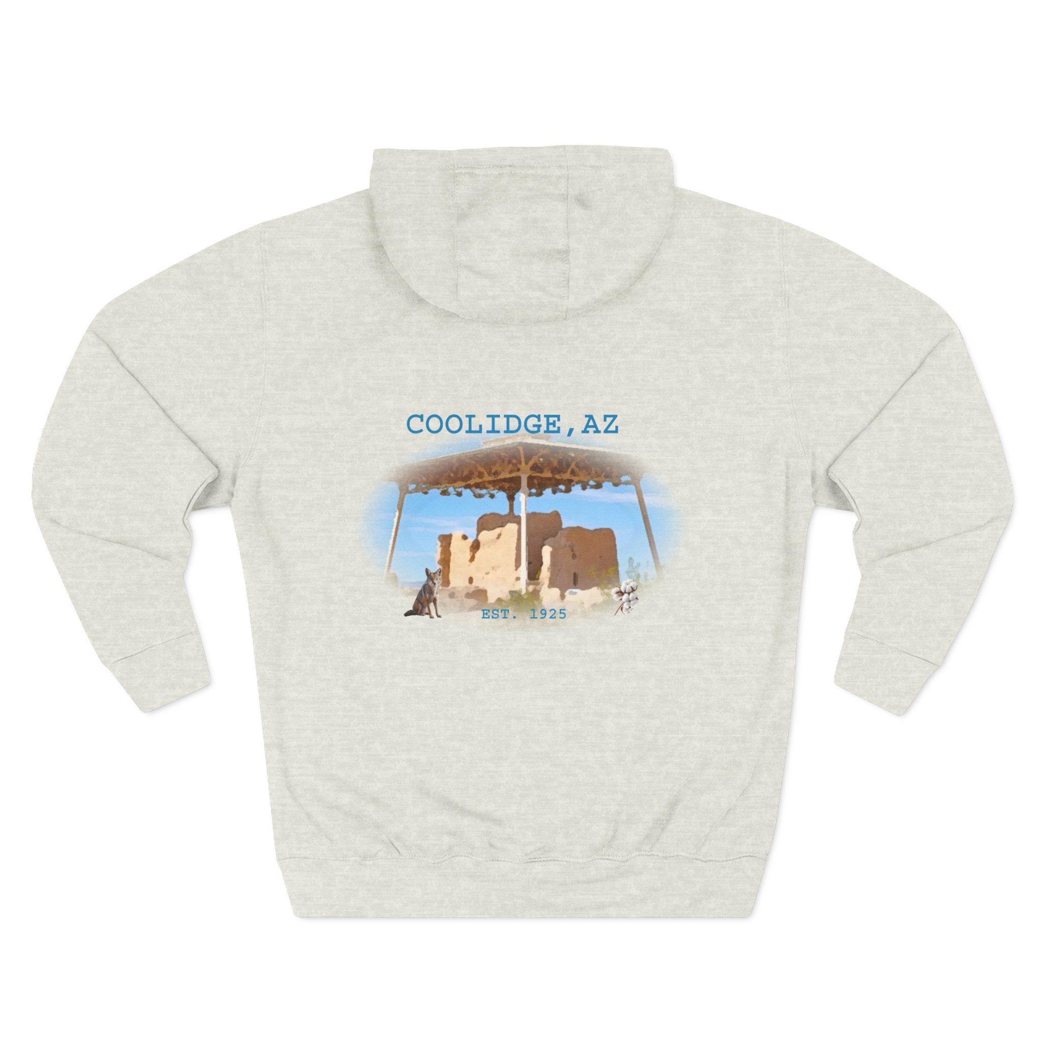 Coolidge AZ Fleece Hoodie: Arizona Star, Casa Grande Ruins