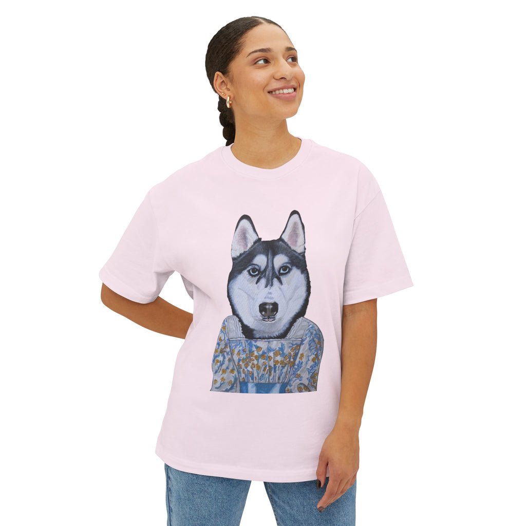 Husky Wearing Jane Austen Style Dress Graphic Tee | Unisex Oversized Tee | Dog Lover Gift | Casual Wear