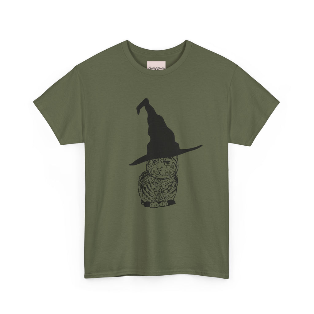 Cat Witch Hat Halloween Unisex Tee, Halloween Costume Shirt, Witch Cat Shirt, Wizard Cat T-Shirt, Cat Lover Gift, Halloween Tee