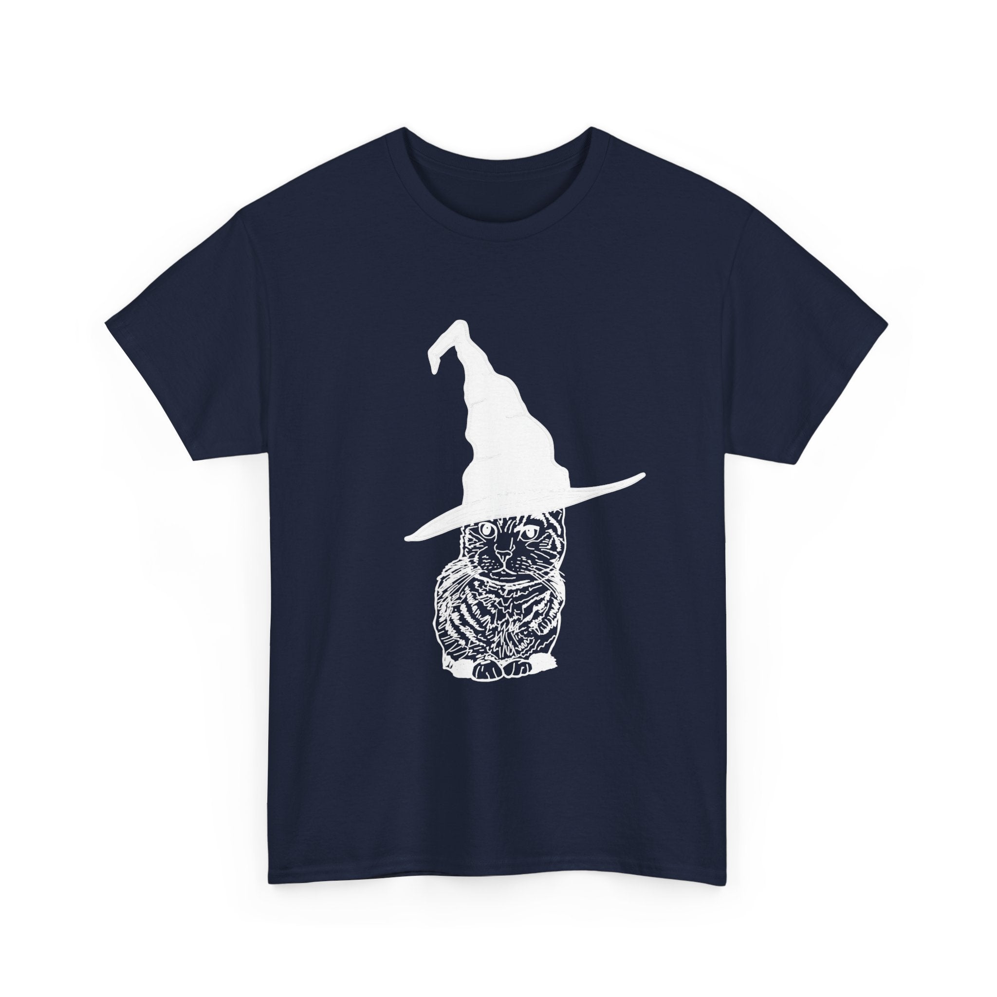 Cat Witch Hat Halloween Unisex Tee, Halloween Costume Shirt, Witch Cat Shirt, Wizard Cat T-Shirt, Cat Lover Gift, Halloween Tee