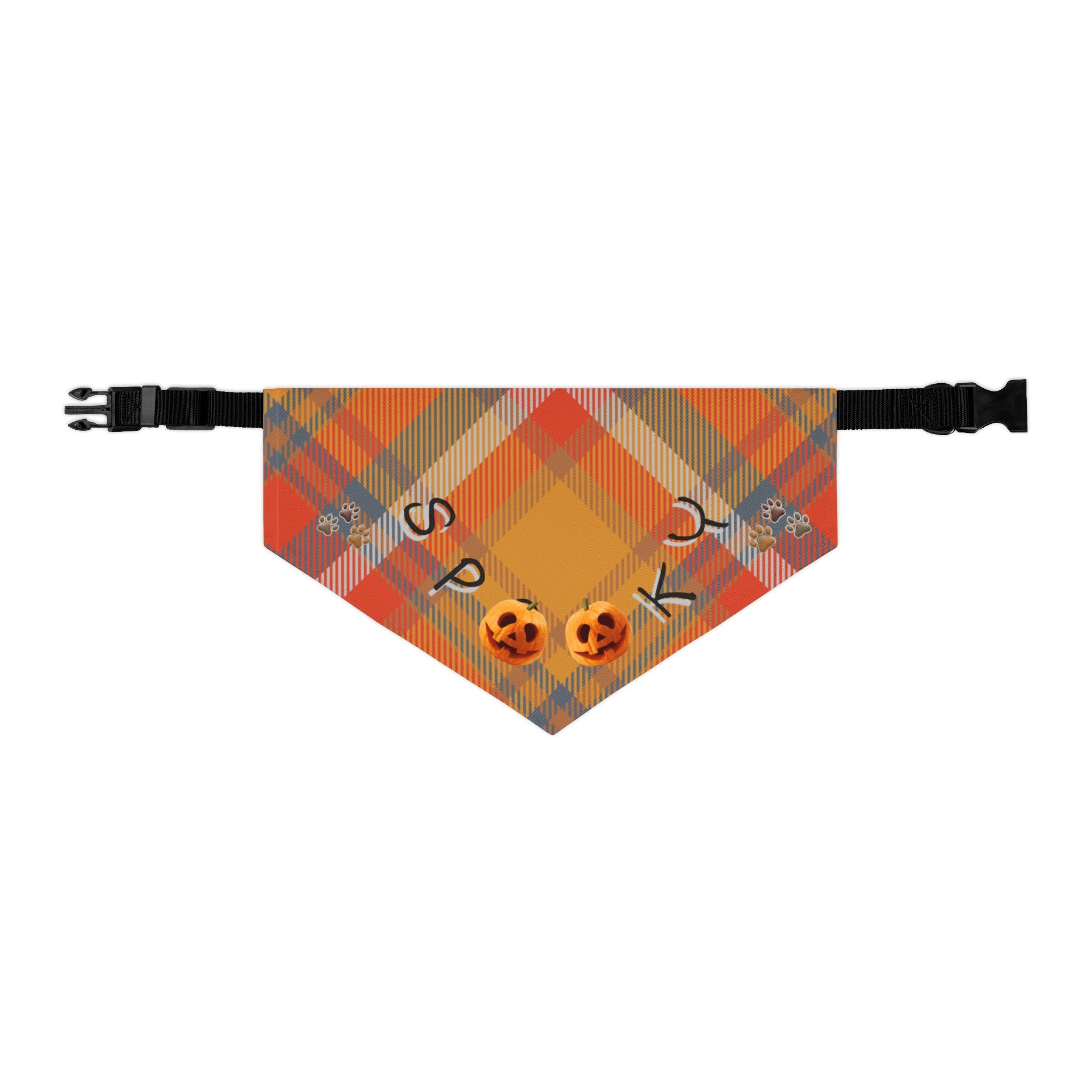 Halloween Pet Bandana Collar: Spooky Plaid Dog Costume Accessory