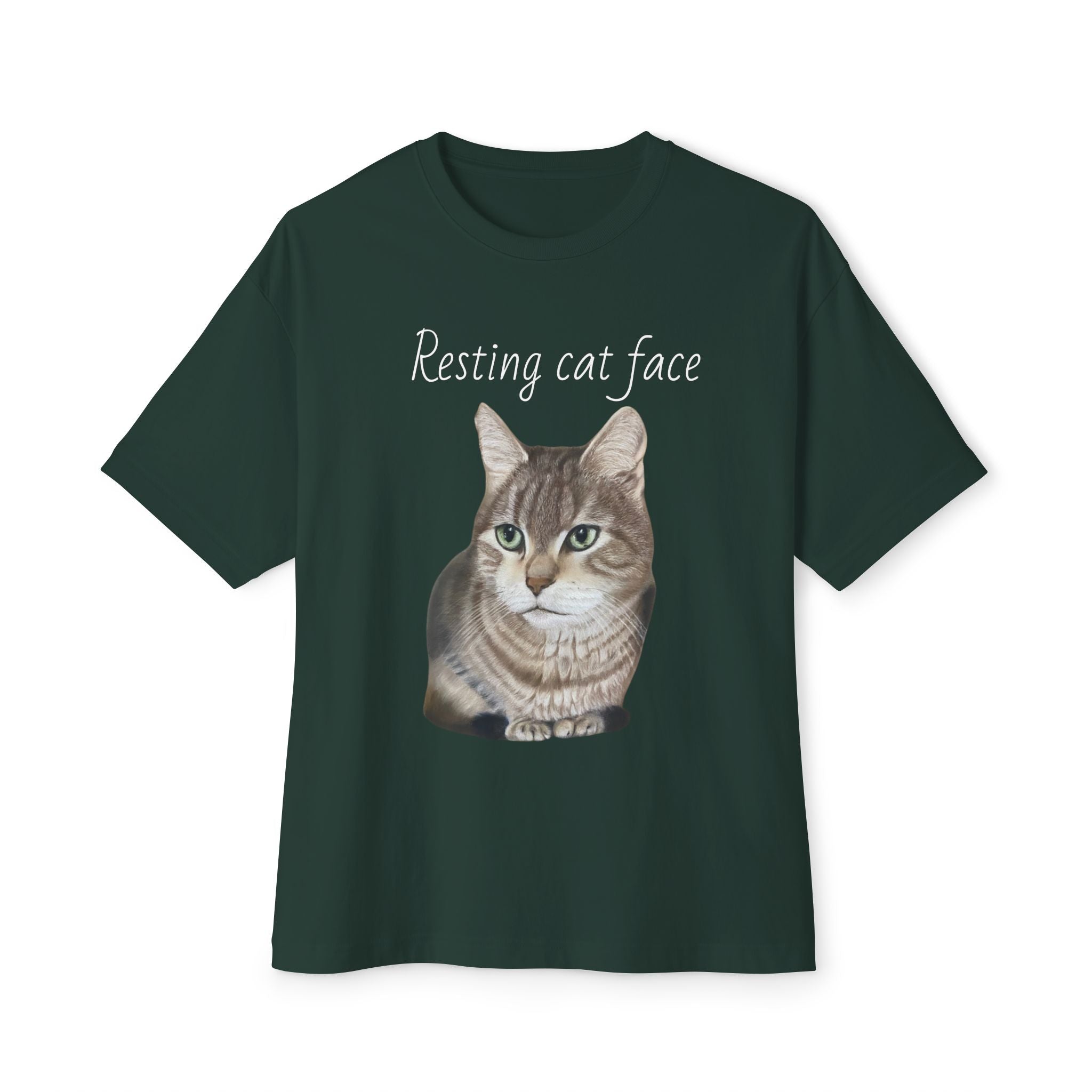Resting Cat Face Oversized Tee, Unisex Cat Lover Shirt, Funny Pet T-Shirt, Gift for Cat Lovers, Casual Streetwear