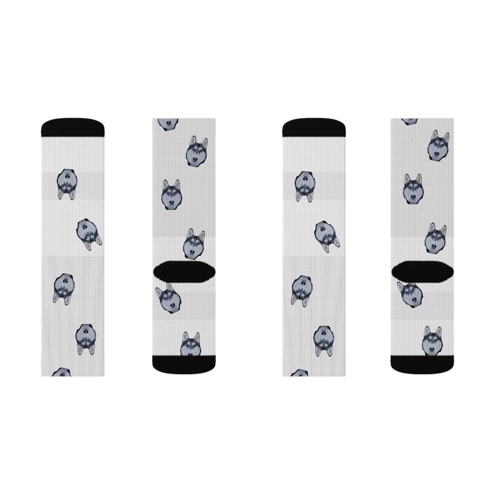 Husky Print Fleece Socks: Novelty Animal Lover Gift