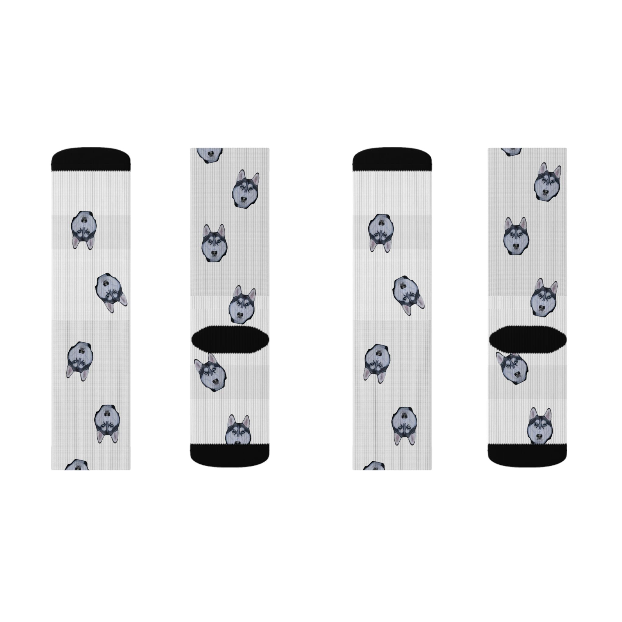 Husky Print Fleece Socks: Novelty Animal Lover Gift