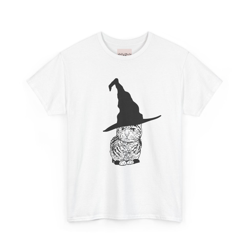 Cat Witch Hat Halloween Unisex Tee, Halloween Costume Shirt, Witch Cat Shirt, Wizard Cat T-Shirt, Cat Lover Gift, Halloween Tee
