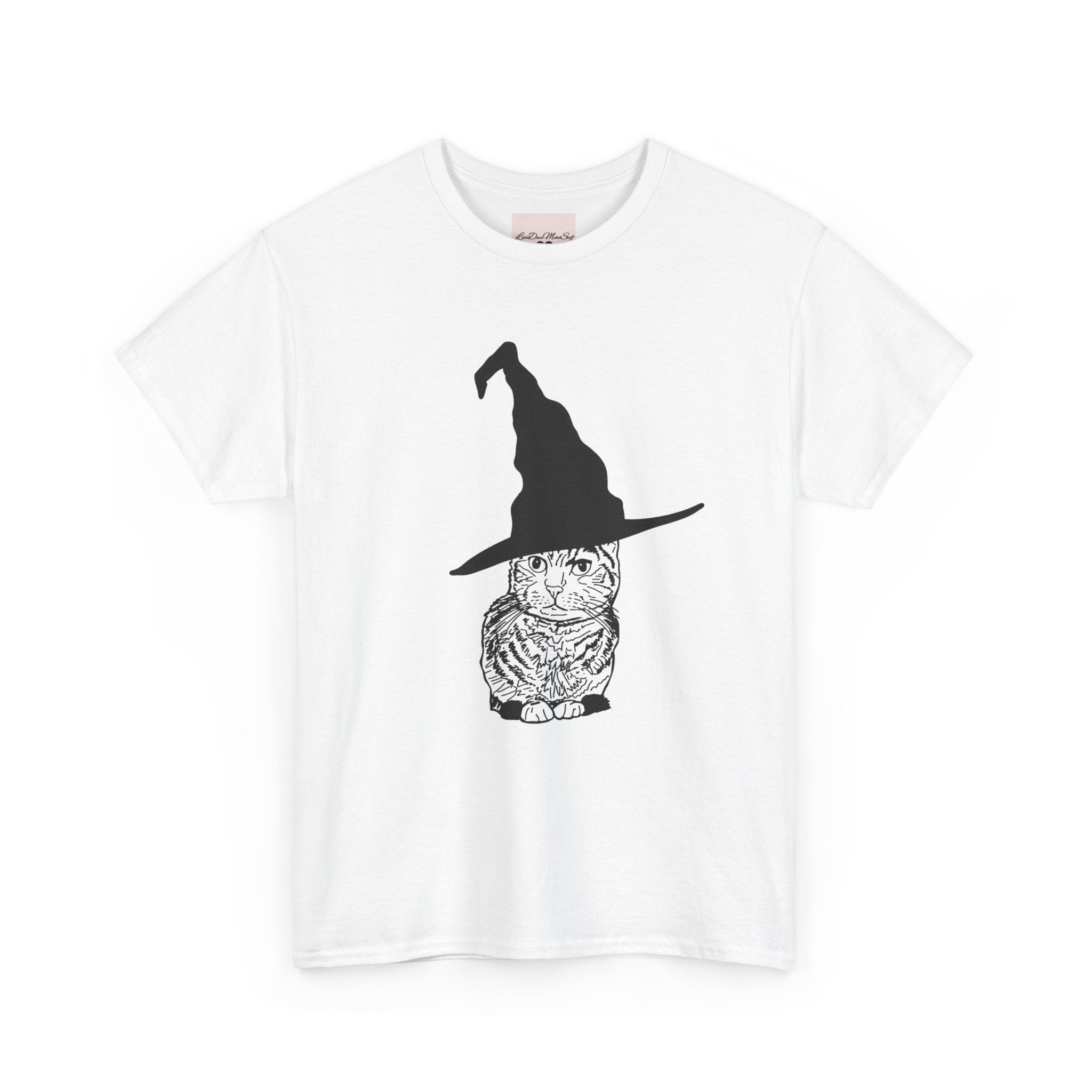 Cat Witch Hat Halloween Unisex Tee, Halloween Costume Shirt, Witch Cat Shirt, Wizard Cat T-Shirt, Cat Lover Gift, Halloween Tee