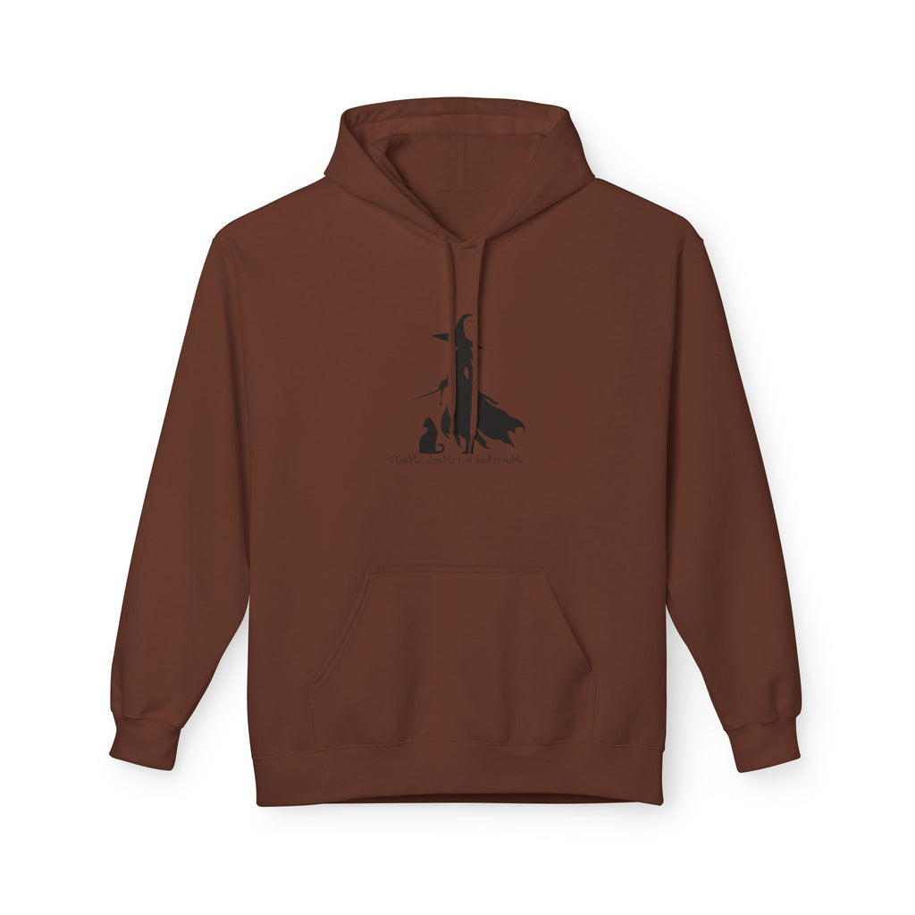 Witchy Cat Fleece Hoodie, Cozy Unisex Sweater, Perfect for Halloween, Casual Wear, Gift for Cat Lovers, Spooky Season Apparel