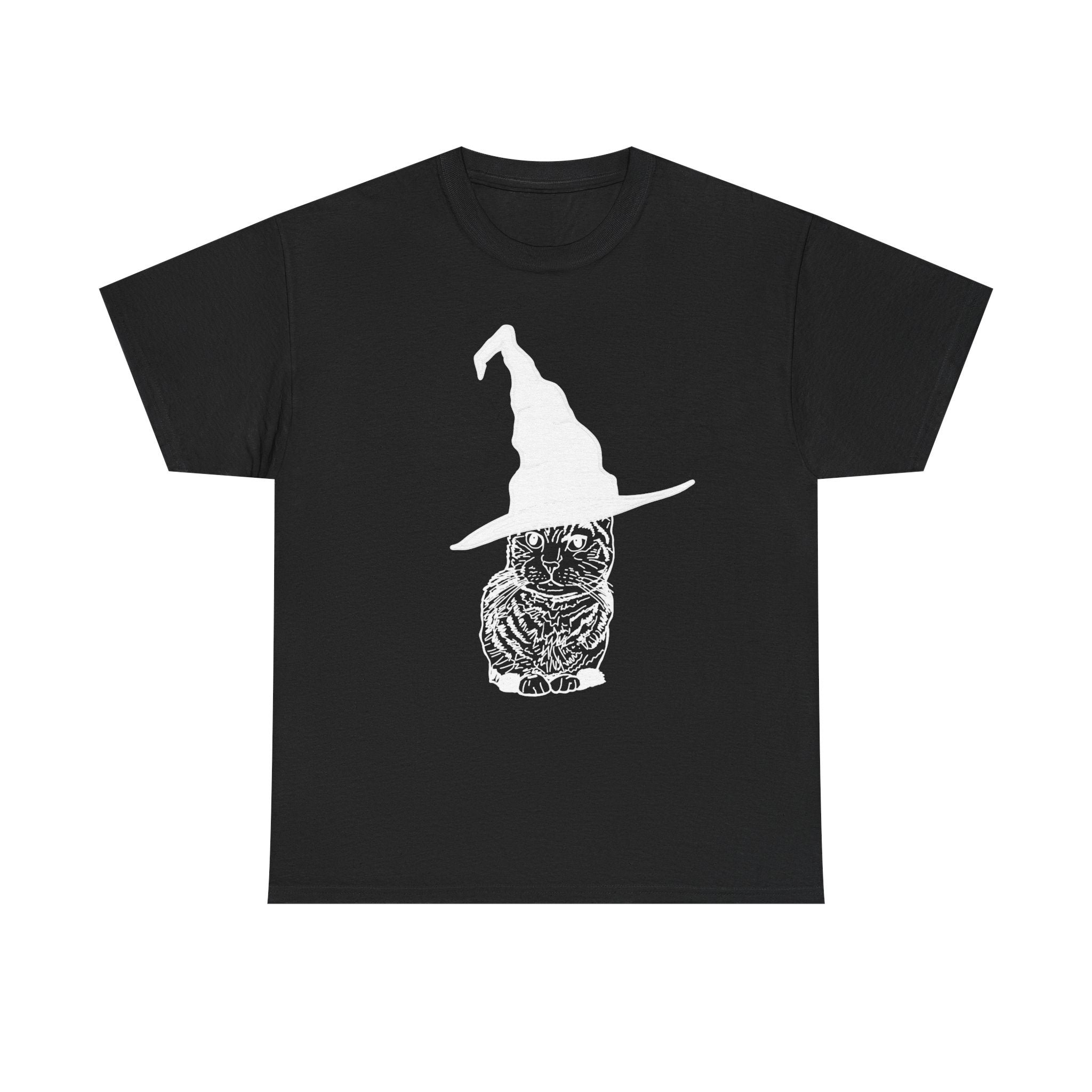 Cat Witch Hat Halloween Unisex Tee, Halloween Costume Shirt, Witch Cat Shirt, Wizard Cat T-Shirt, Cat Lover Gift, Halloween Tee
