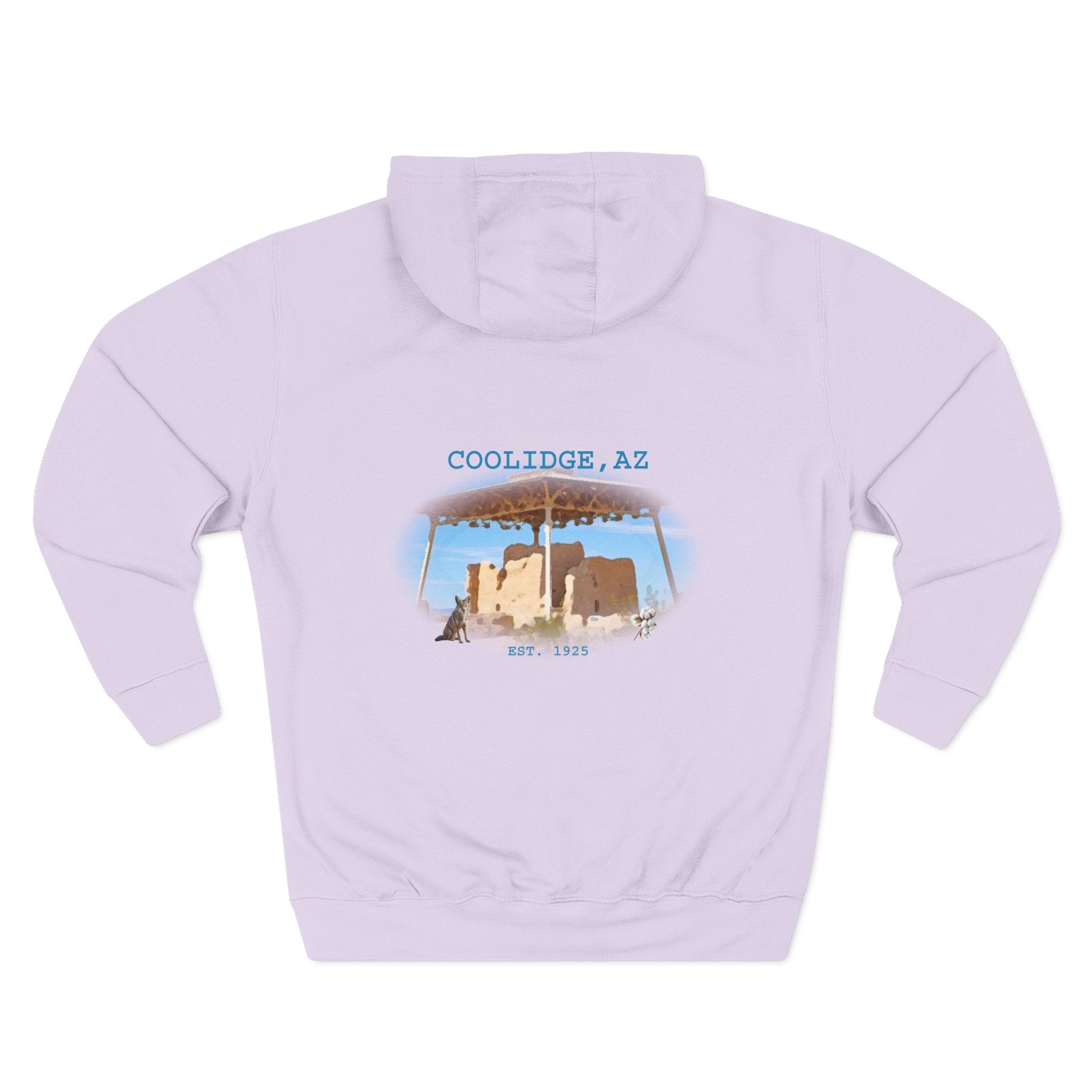 Coolidge AZ Fleece Hoodie: Arizona Star, Casa Grande Ruins