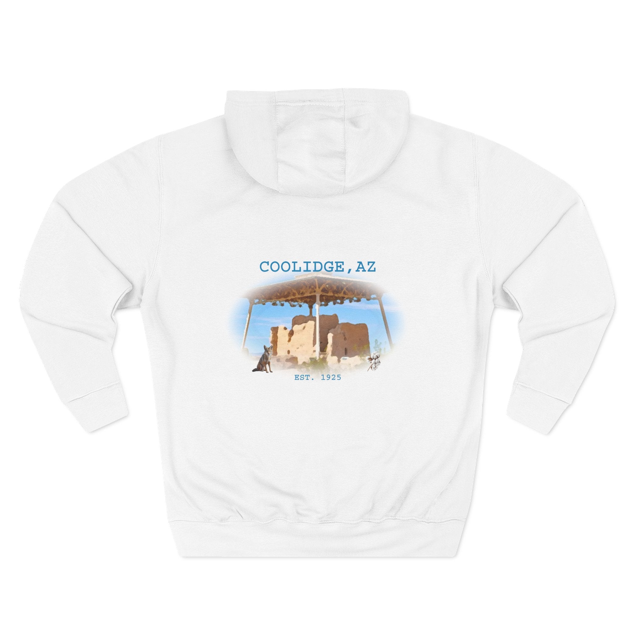 Coolidge AZ Fleece Hoodie: Arizona Star, Casa Grande Ruins