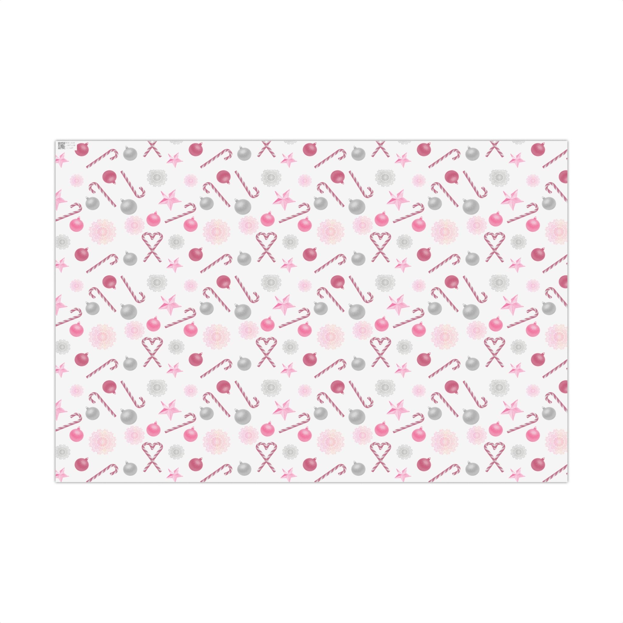 Shimmery White and Pink Christmas Wrapping Paper in Satin or Matte