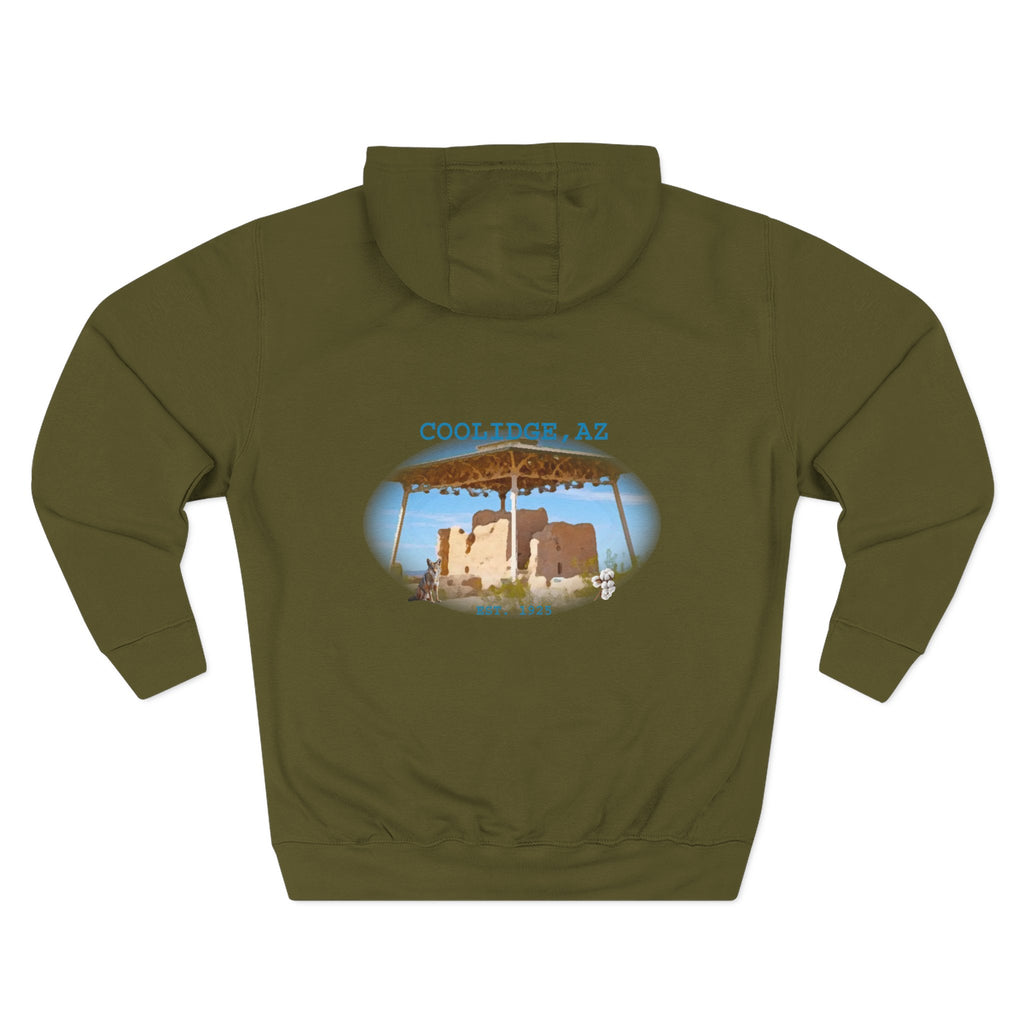 Coolidge AZ Fleece Hoodie: Arizona Star, Casa Grande Ruins