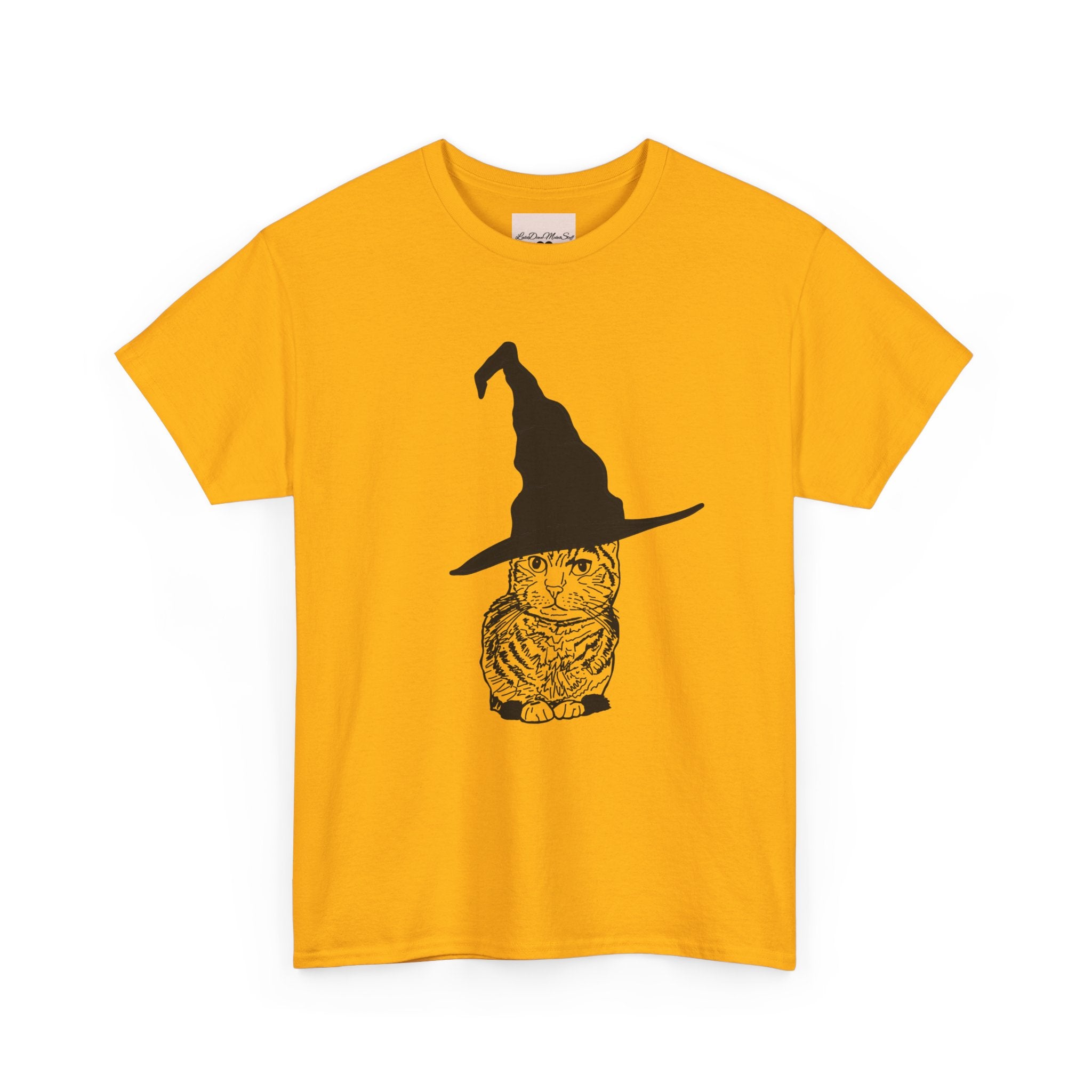 Cat Witch Hat Halloween Unisex Tee, Halloween Costume Shirt, Witch Cat Shirt, Wizard Cat T-Shirt, Cat Lover Gift, Halloween Tee