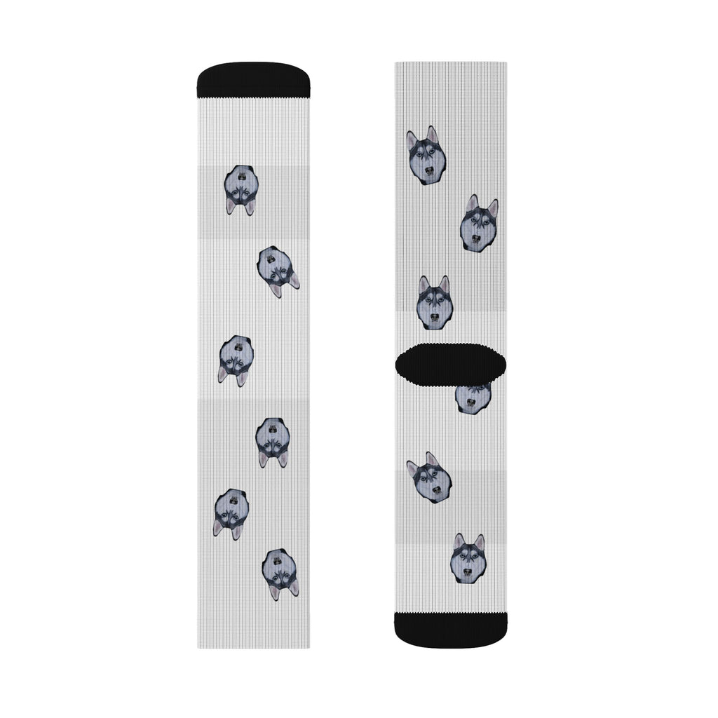 Husky Print Fleece Socks: Novelty Animal Lover Gift