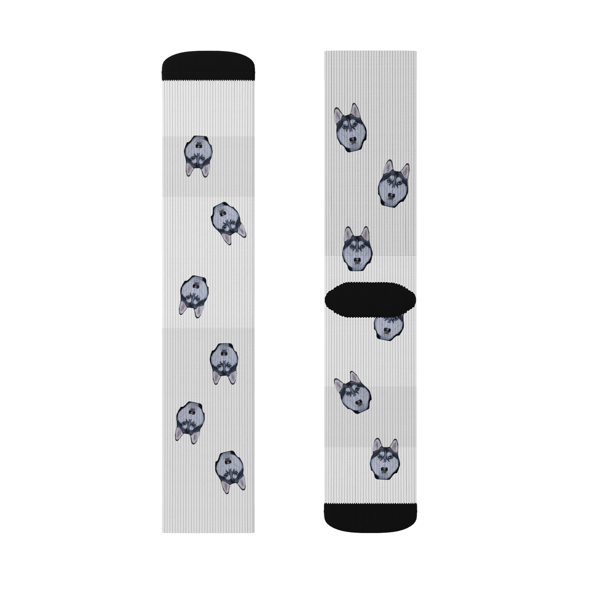 Husky Print Fleece Socks: Novelty Animal Lover Gift