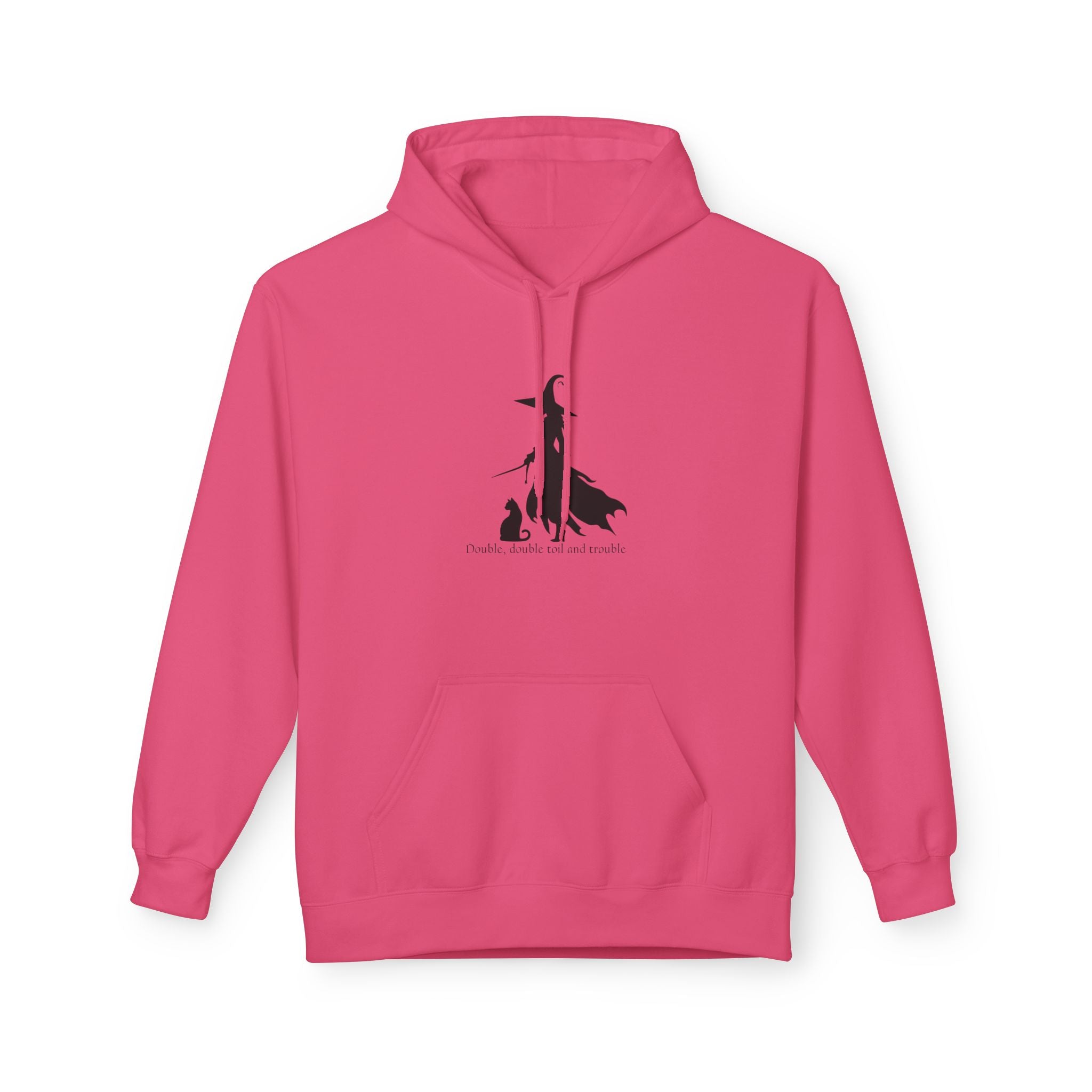 Witchy Cat Fleece Hoodie, Cozy Unisex Sweater, Perfect for Halloween, Casual Wear, Gift for Cat Lovers, Spooky Season Apparel