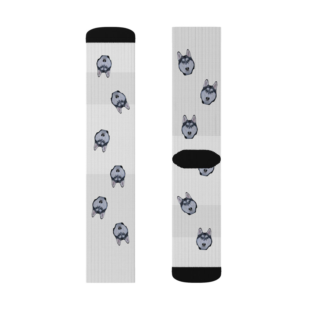 Husky Print Fleece Socks: Novelty Animal Lover Gift