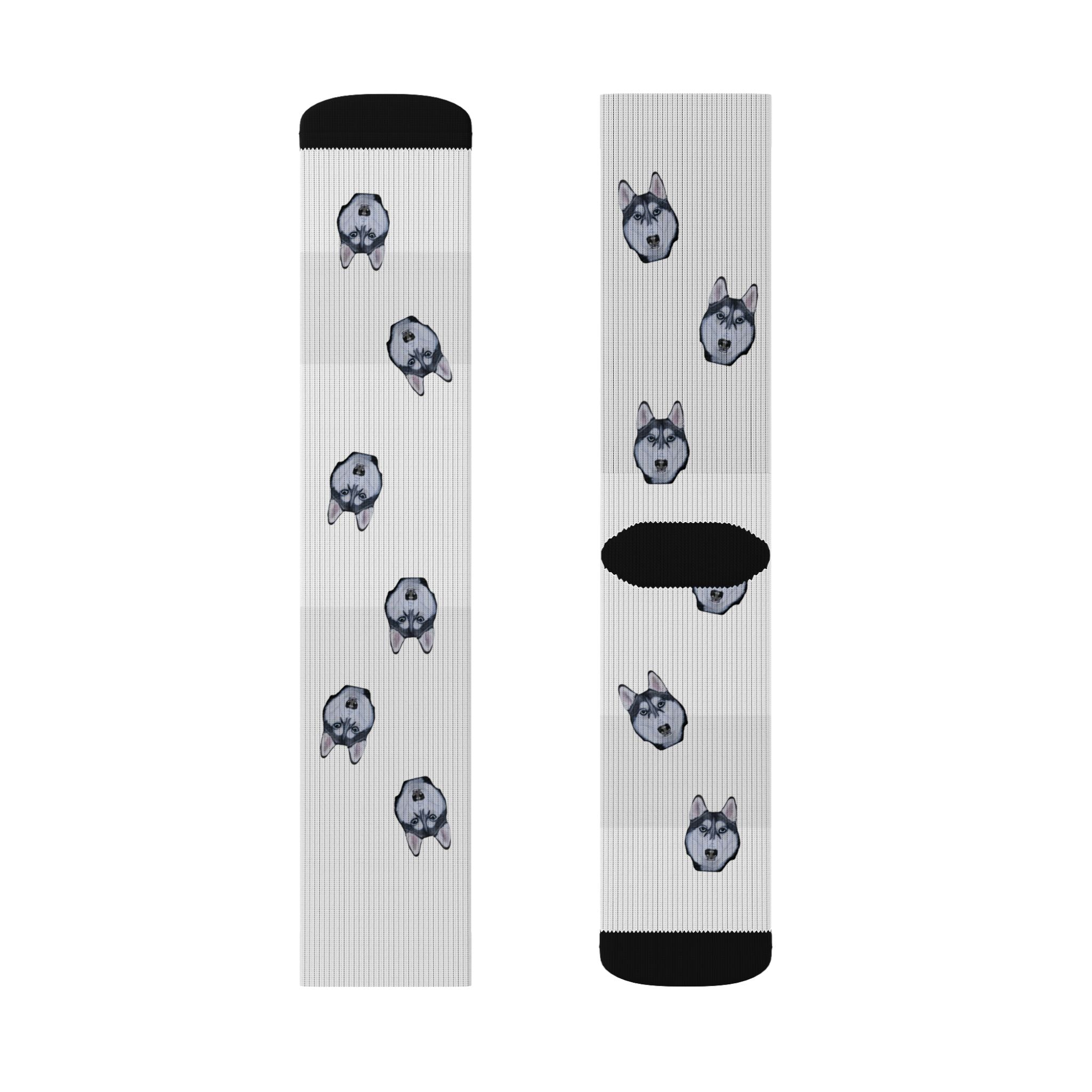 Husky Print Fleece Socks: Novelty Animal Lover Gift