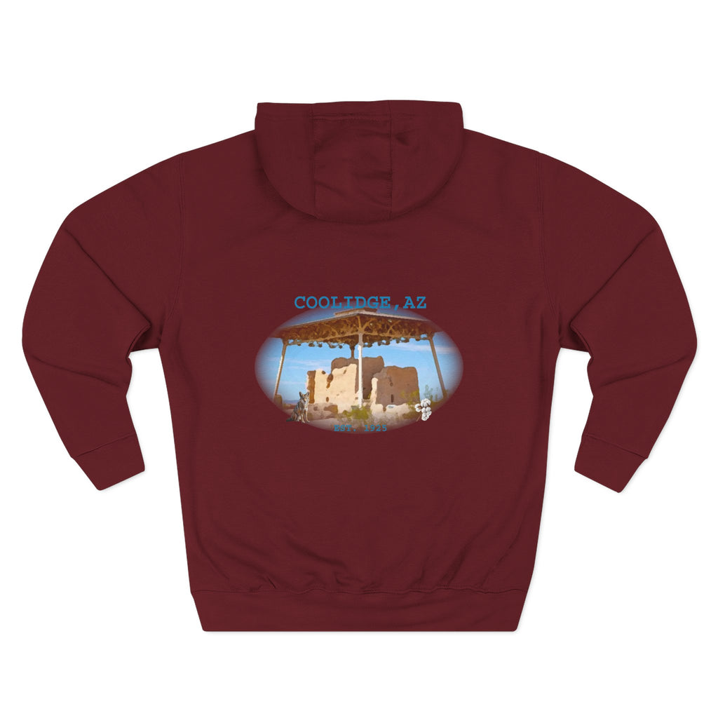 Coolidge AZ Fleece Hoodie: Arizona Star, Casa Grande Ruins