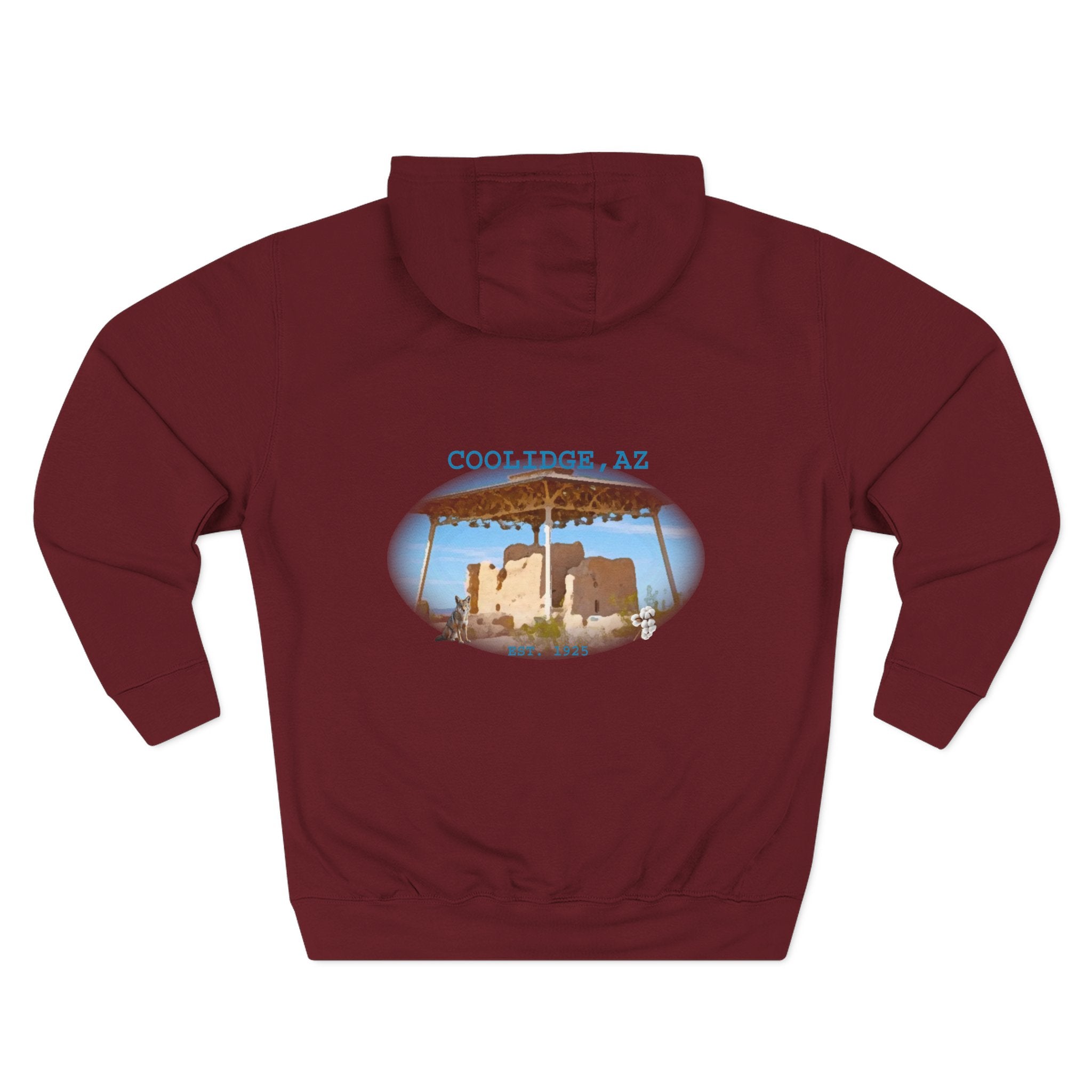 Coolidge AZ Fleece Hoodie: Arizona Star, Casa Grande Ruins
