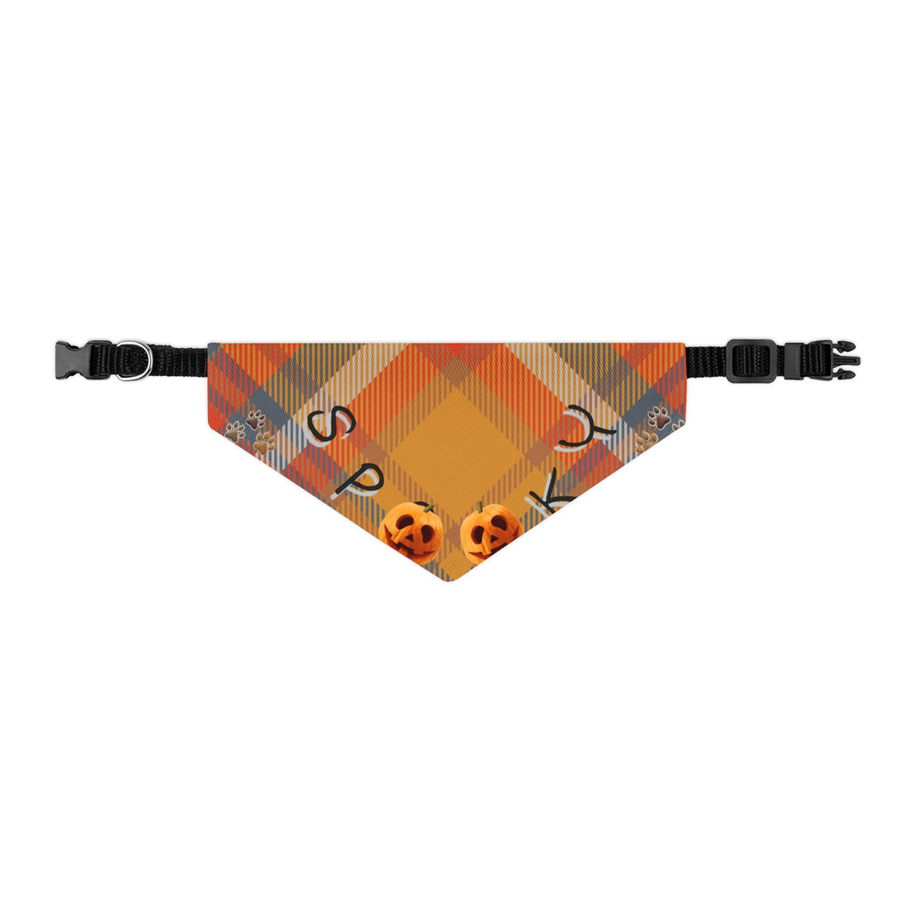 Halloween Pet Bandana Collar: Spooky Plaid Dog Costume Accessory