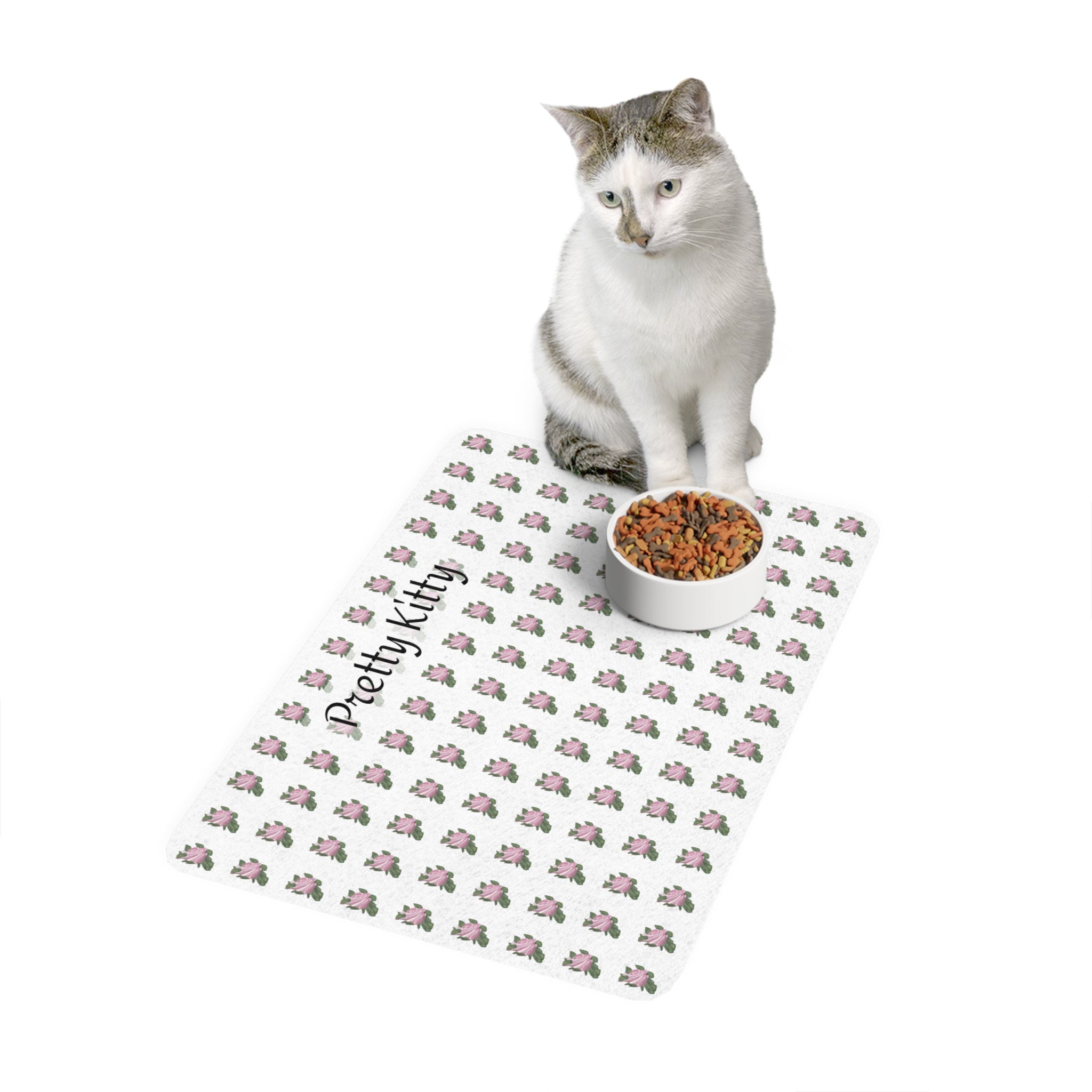 Personalized Floral Pet Food Mat (12x18)