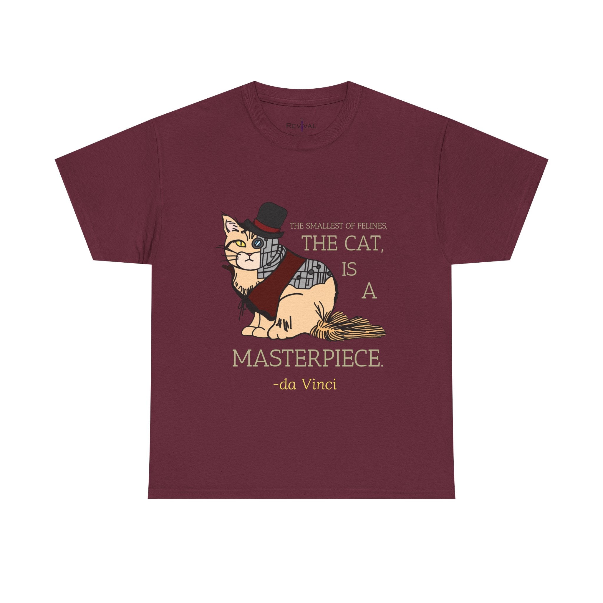 Steampunk Cyber Cat Graphic Tee, Unisex Cotton T-Shirt