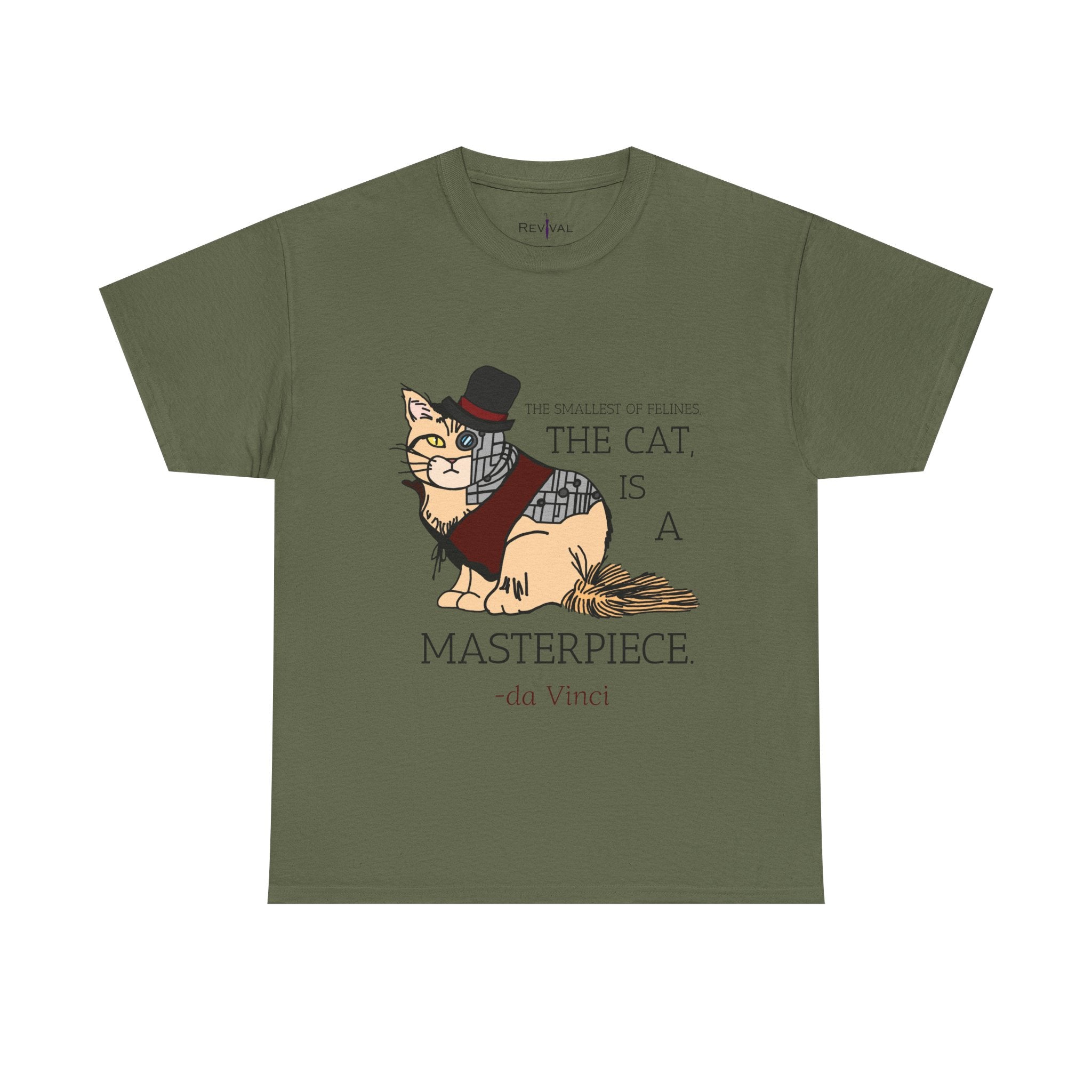 Steampunk Cyber Cat Graphic Tee, Unisex Cotton T-Shirt