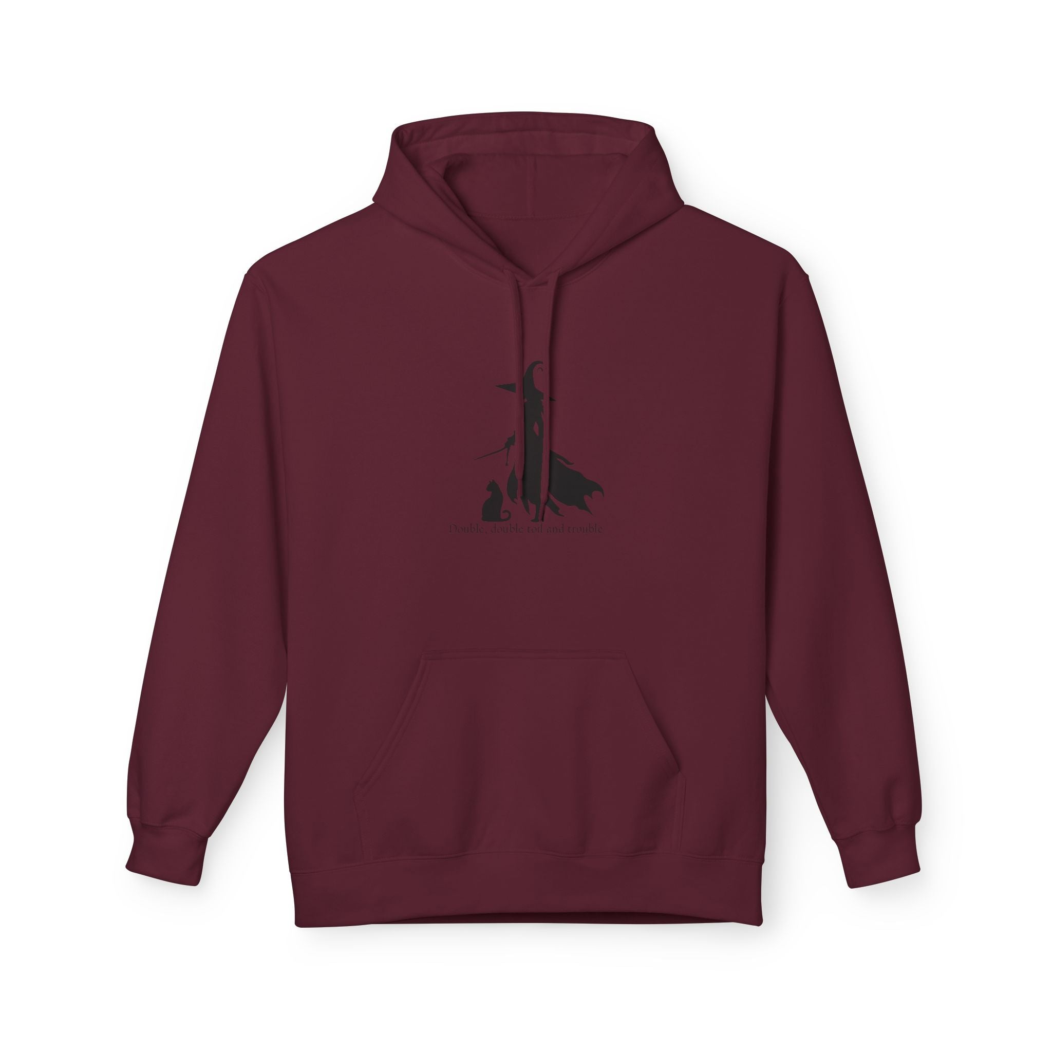 Witchy Cat Fleece Hoodie, Cozy Unisex Sweater, Perfect for Halloween, Casual Wear, Gift for Cat Lovers, Spooky Season Apparel