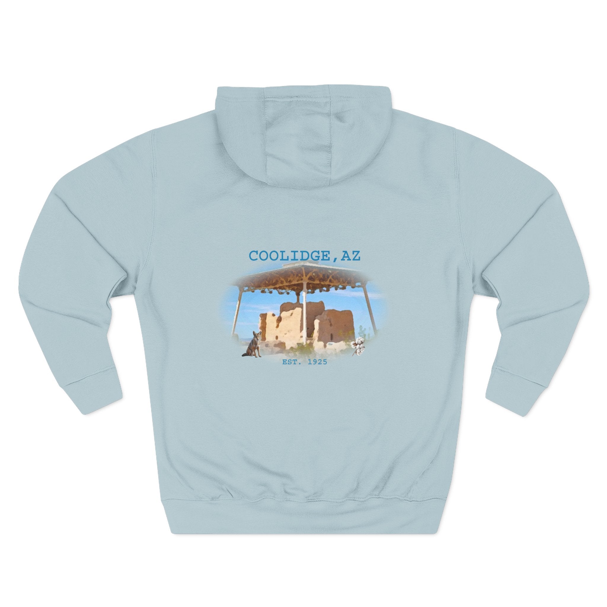 Coolidge AZ Fleece Hoodie: Arizona Star, Casa Grande Ruins