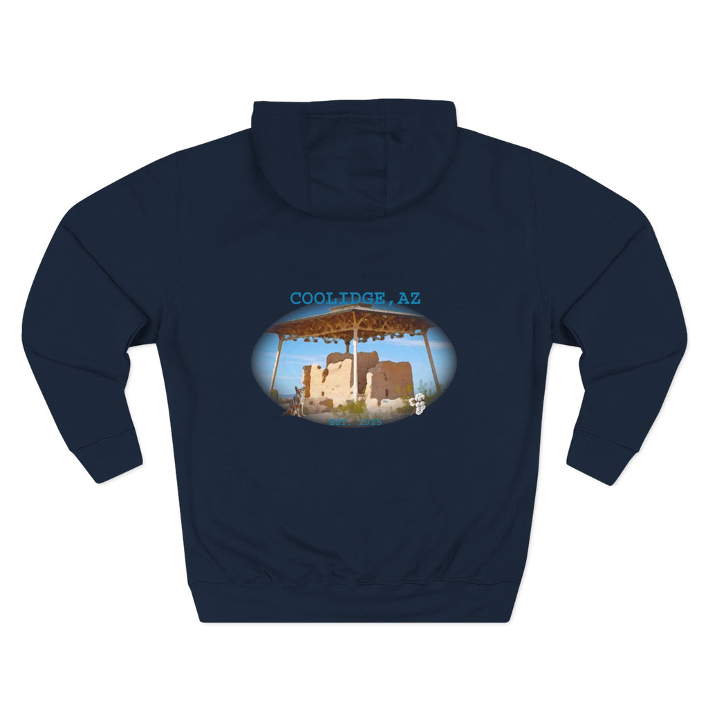 Coolidge AZ Fleece Hoodie: Arizona Star, Casa Grande Ruins