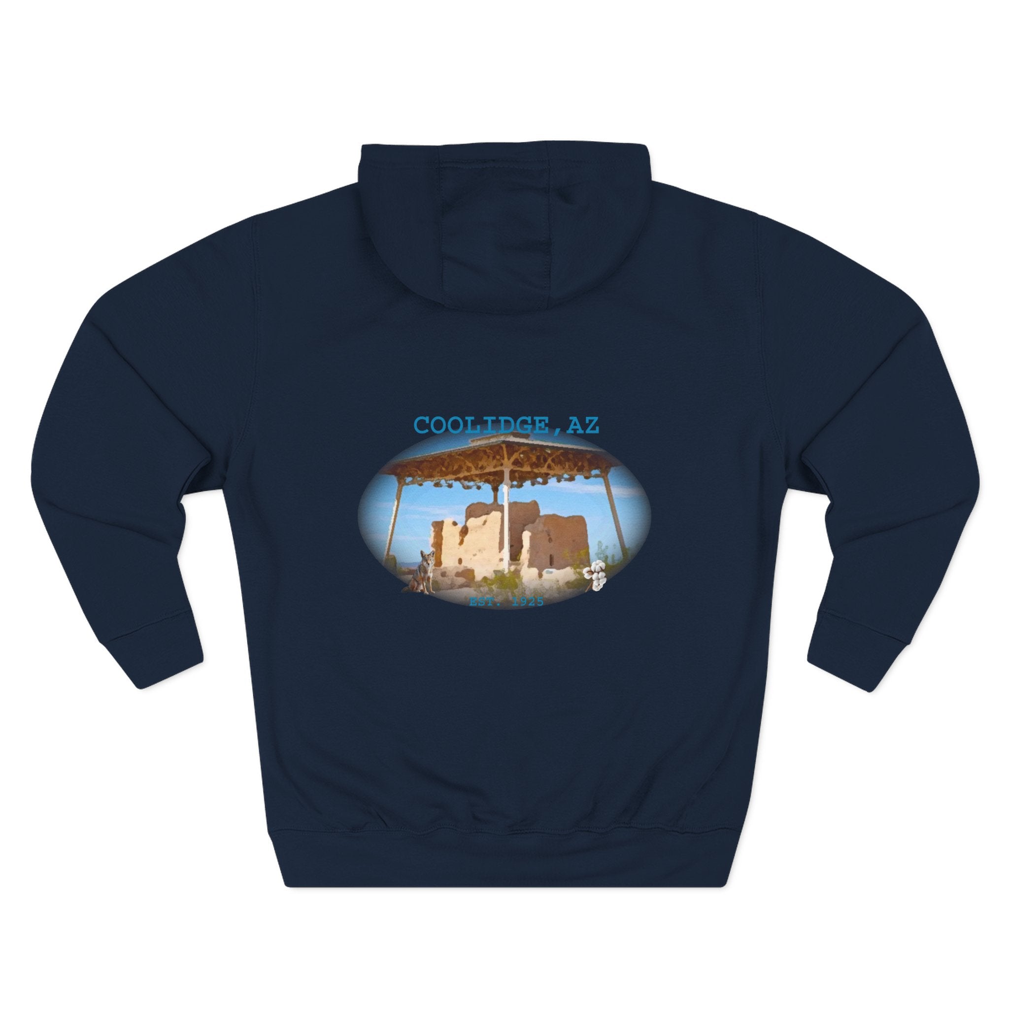 Coolidge AZ Fleece Hoodie: Arizona Star, Casa Grande Ruins