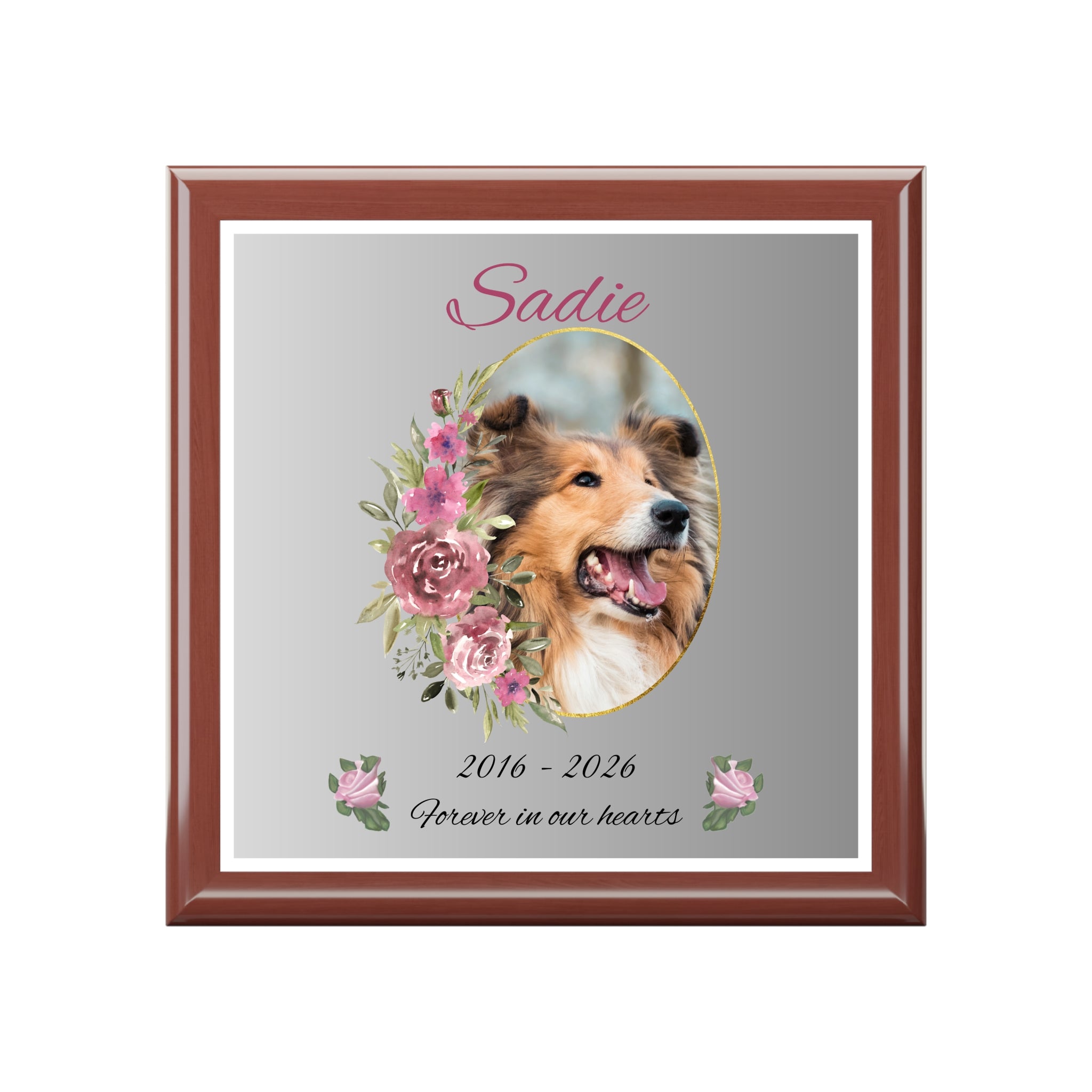Personalized Pet Memorial Jewelry Box – Custom Dog or Cat Portrait Keepsake Gift for Pet Loss