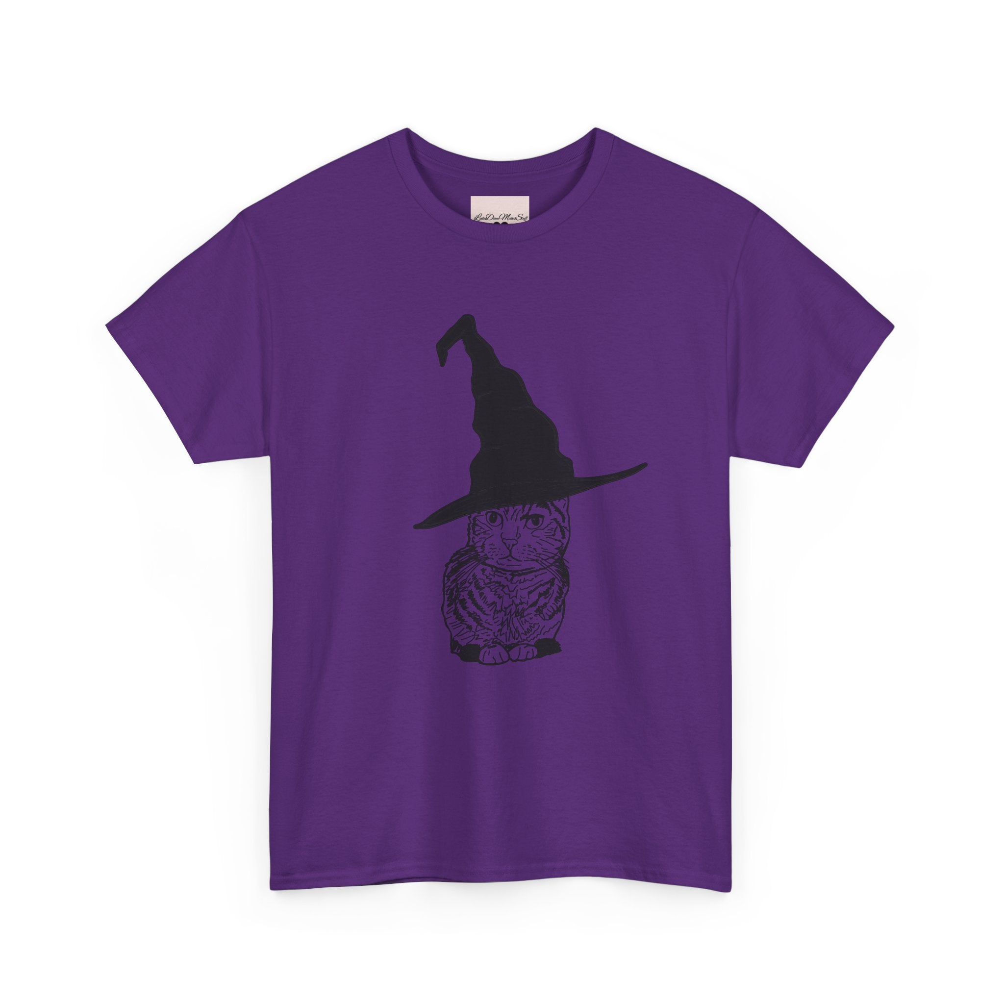 Cat Witch Hat Halloween Unisex Tee, Halloween Costume Shirt, Witch Cat Shirt, Wizard Cat T-Shirt, Cat Lover Gift, Halloween Tee