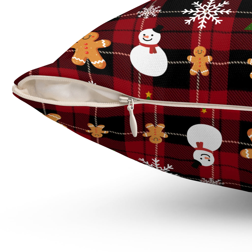 Buffalo Plaid Gingerbread Snowman Pillow | Christmas Throw Pillow