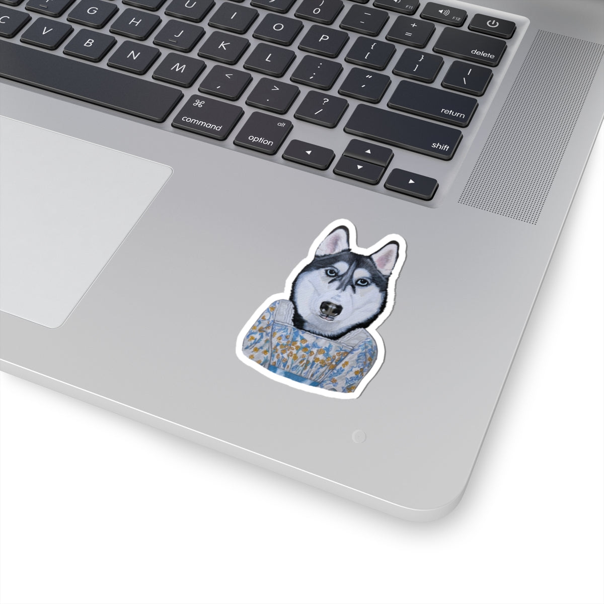 Funny Husky Wearing Jane Austen Style Dress Kiss-Cut Sticker