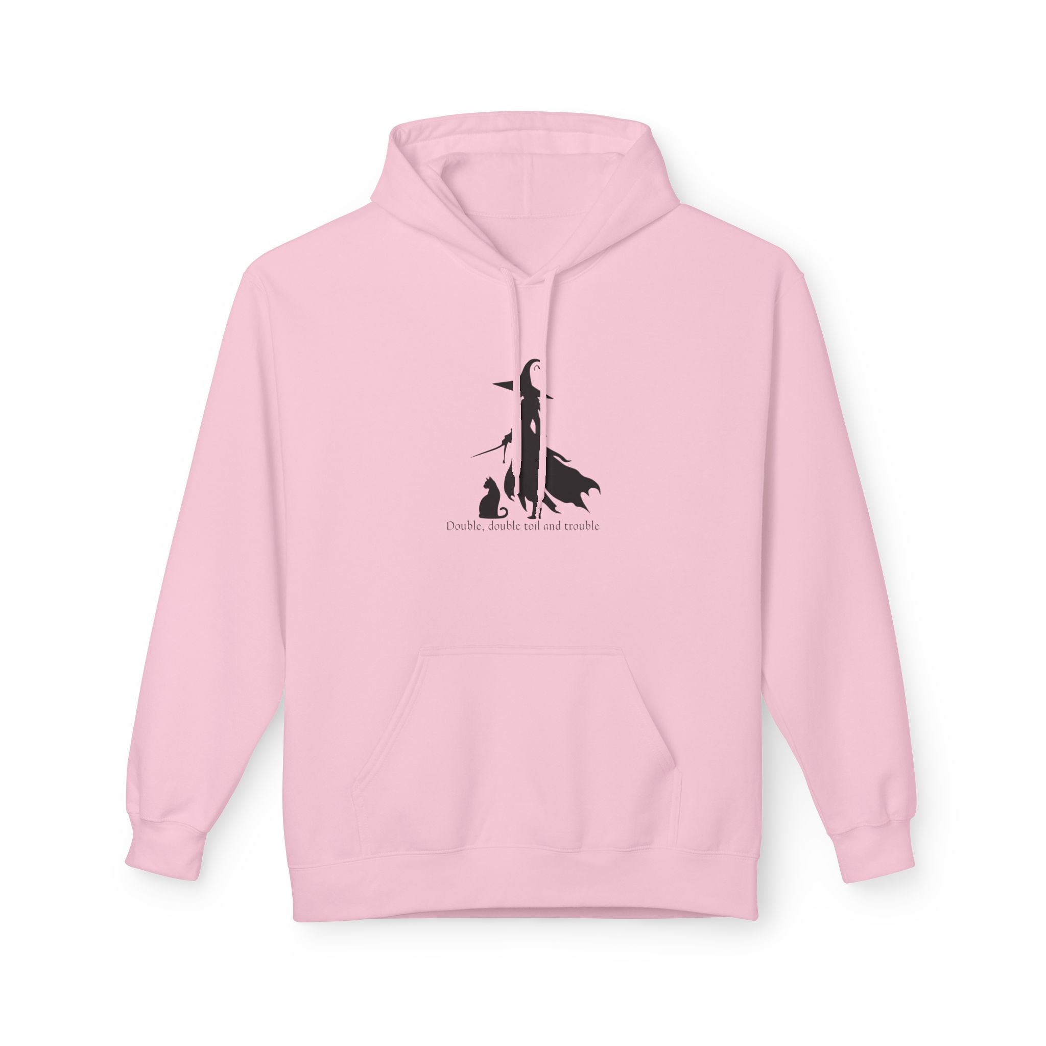 Witchy Cat Fleece Hoodie, Cozy Unisex Sweater, Perfect for Halloween, Casual Wear, Gift for Cat Lovers, Spooky Season Apparel