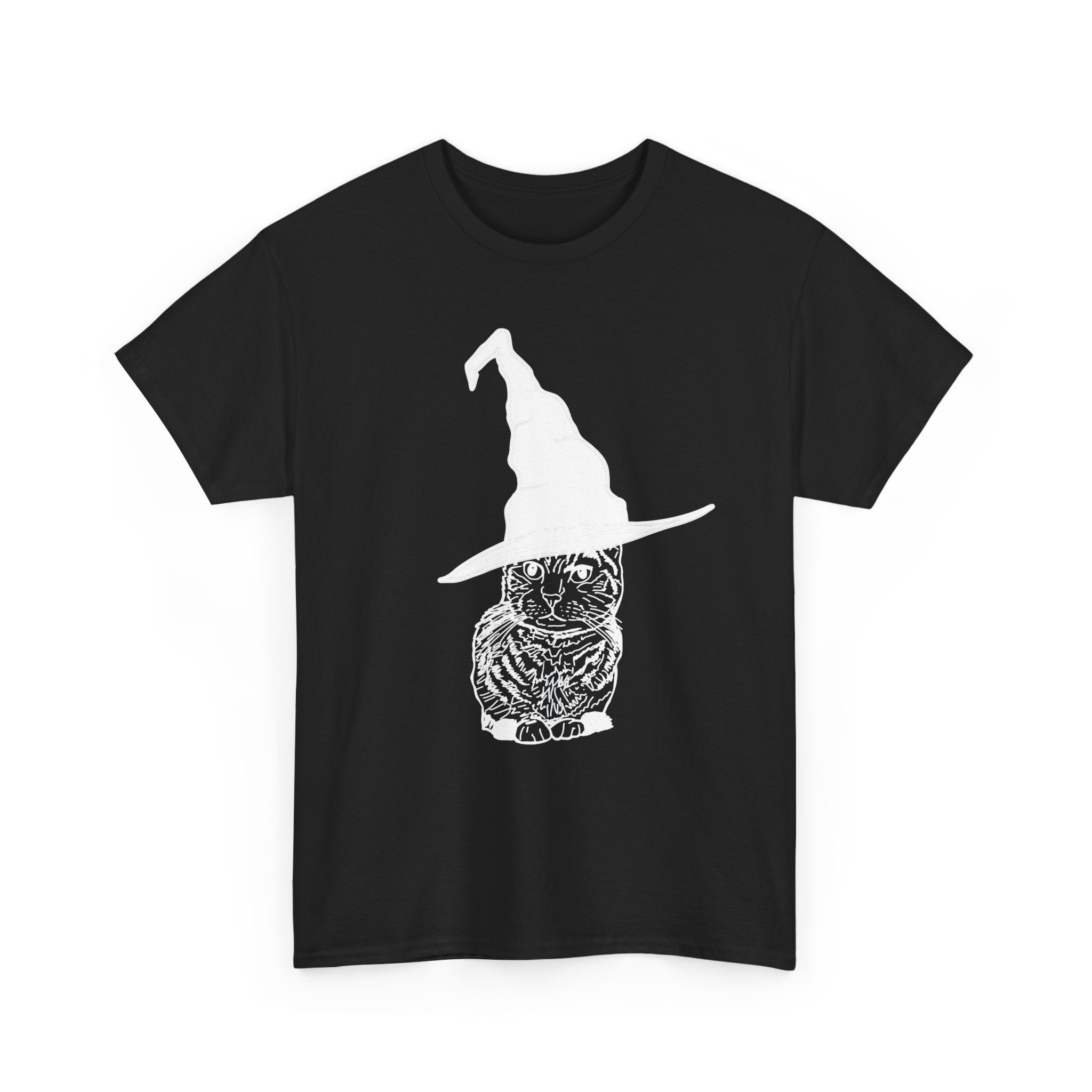 Cat Witch Hat Halloween Unisex Tee, Halloween Costume Shirt, Witch Cat Shirt, Wizard Cat T-Shirt, Cat Lover Gift, Halloween Tee