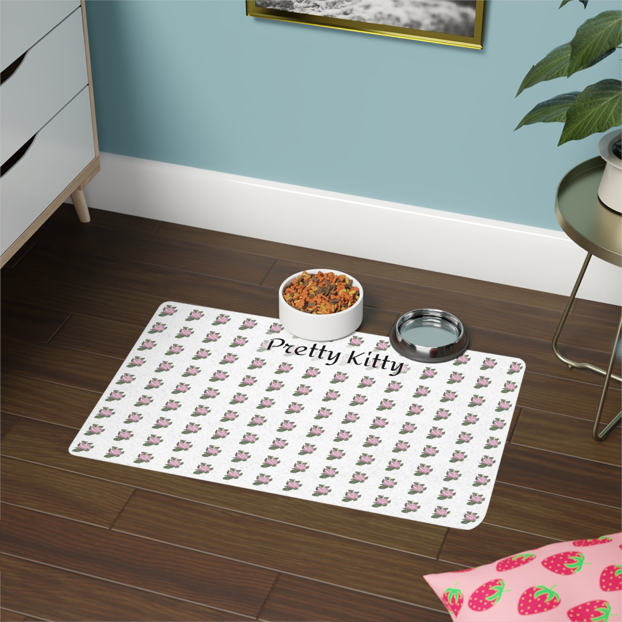 Personalized Floral Pet Food Mat (12x18)