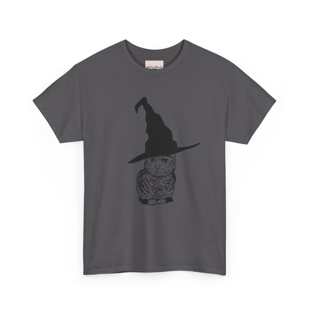 Cat Witch Hat Halloween Unisex Tee, Halloween Costume Shirt, Witch Cat Shirt, Wizard Cat T-Shirt, Cat Lover Gift, Halloween Tee