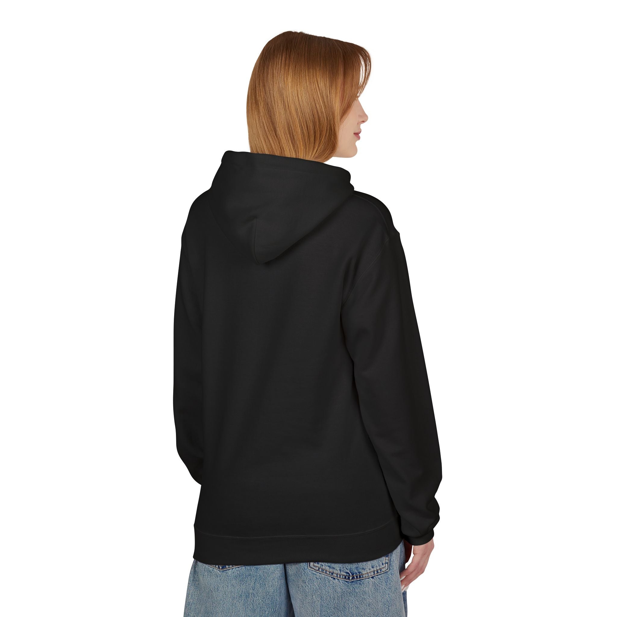 Witchy Cat Fleece Hoodie, Cozy Unisex Sweater, Perfect for Halloween, Casual Wear, Gift for Cat Lovers, Spooky Season Apparel