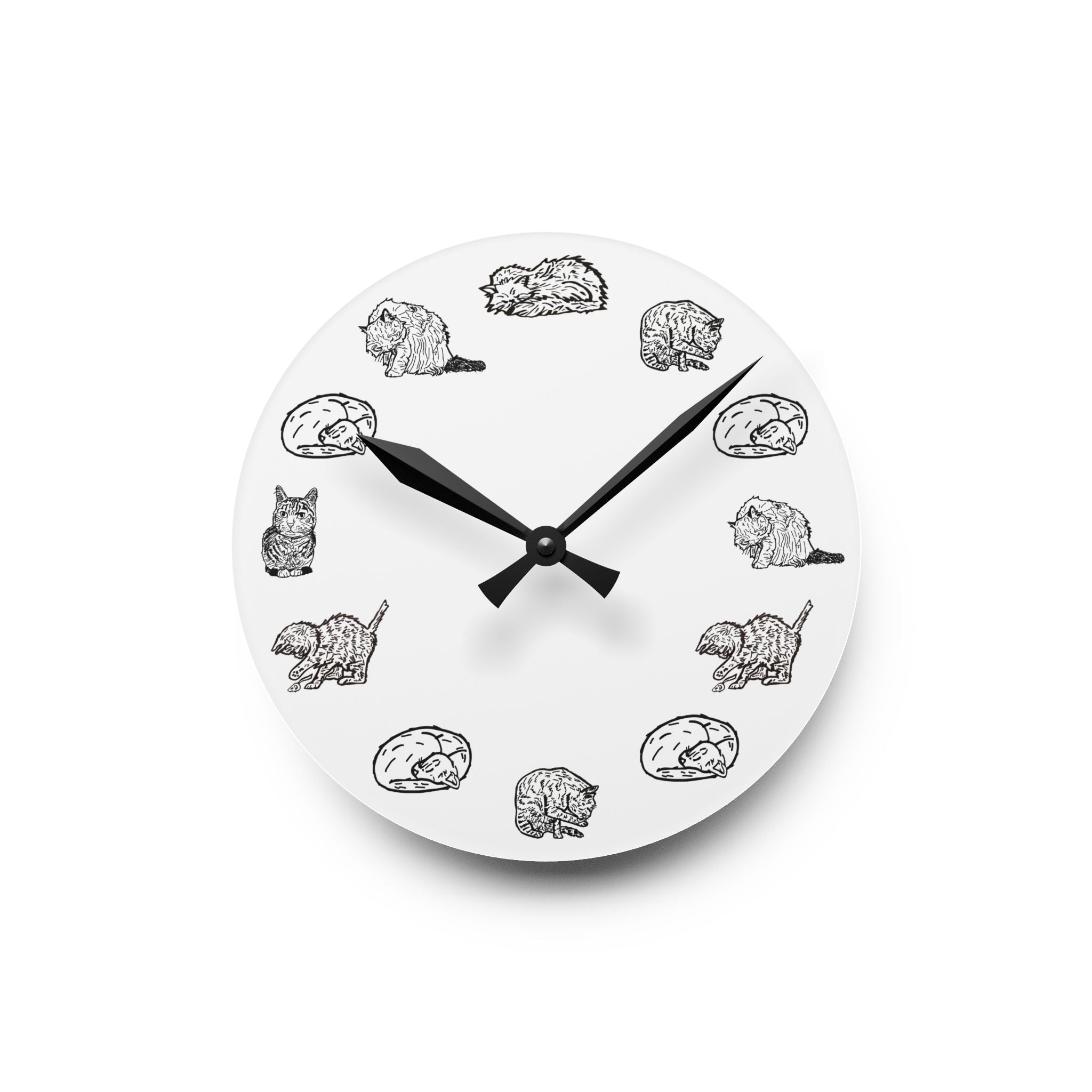 Whimsical Cat Acrylic Wall Clock, Cute Cat Decor, Pet Lover Gift, Unique Home Accessory, Home Decor, Nursery, Kids Clock