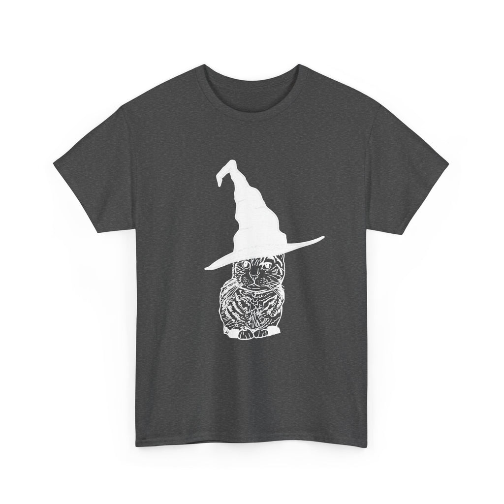 Cat Witch Hat Halloween Unisex Tee, Halloween Costume Shirt, Witch Cat Shirt, Wizard Cat T-Shirt, Cat Lover Gift, Halloween Tee